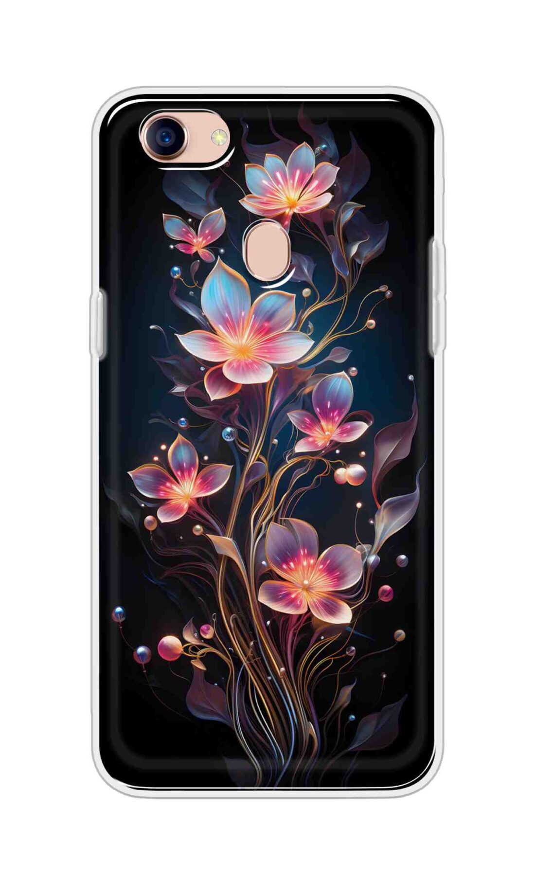 Coberta Back Cover For Oppo F5 Youth Back Cover Stylish Case - Asthetic Flowers in Black Design Design D16523