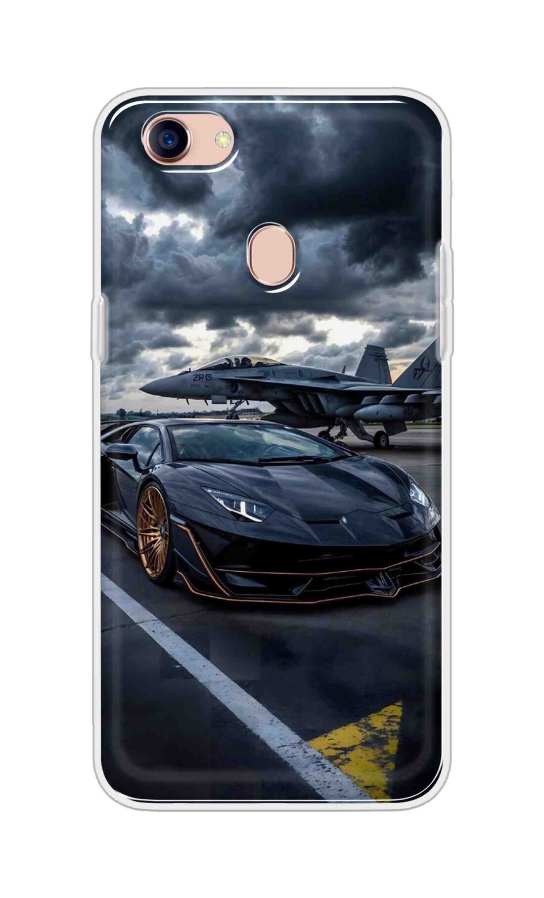 Coberta Back Cover For Oppo F5 Youth Back Cover Stylish Case - Black Car with Aeroplane Design D16616