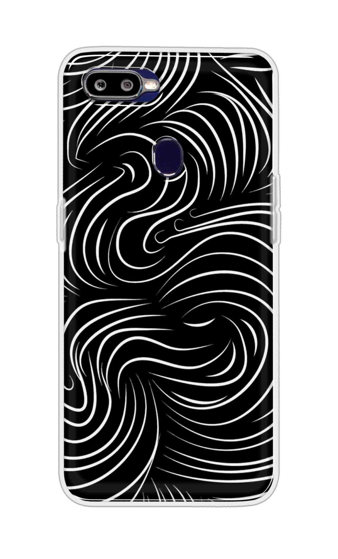 Coberta Back Cover For Oppo F9 Back Cover Stylish Case - White Curves Design D16552
