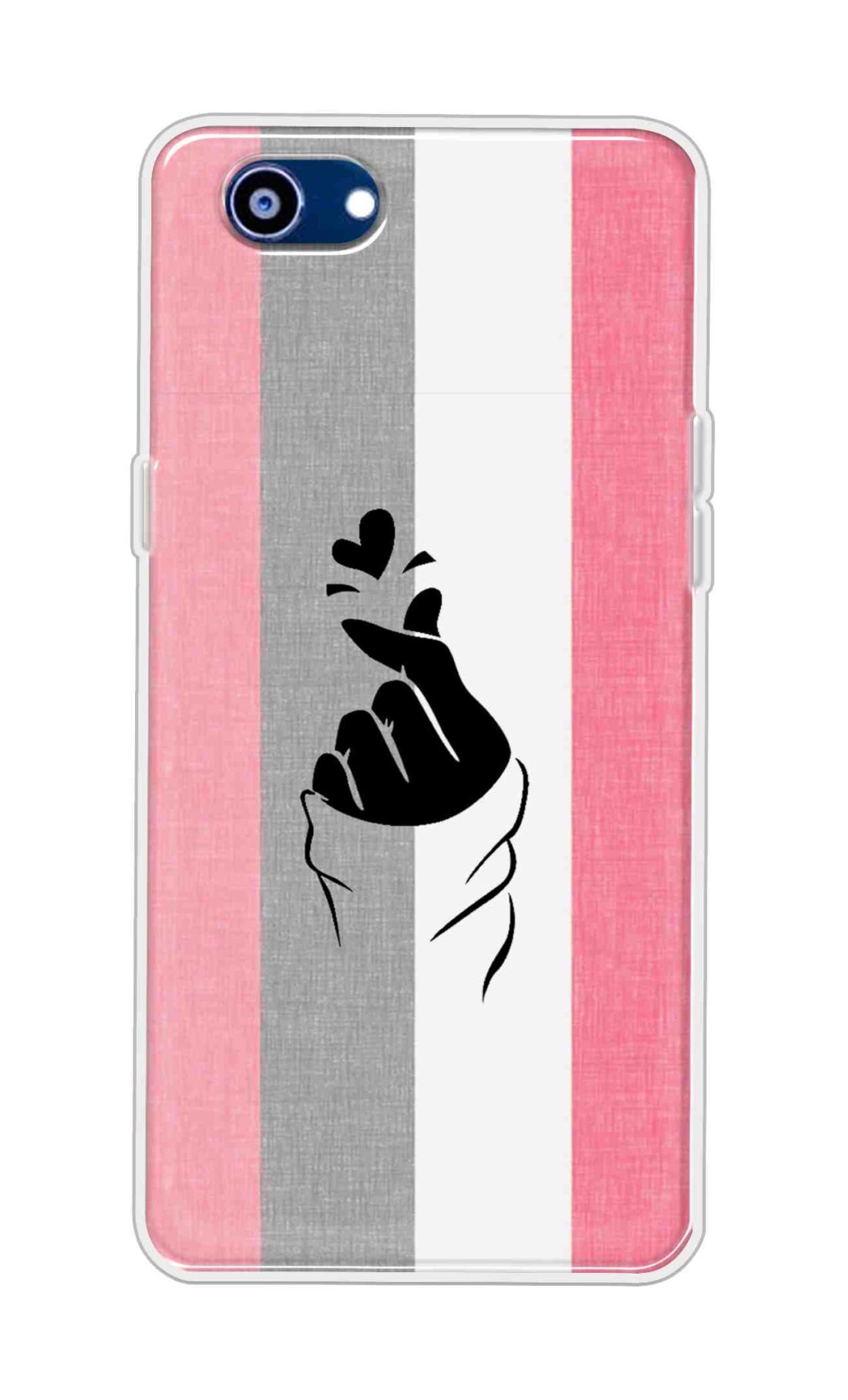 Coberta Back Cover For Oppo Realme 1 Back Cover Stylish Case - Pink and Grey Korean Heart Design D11894