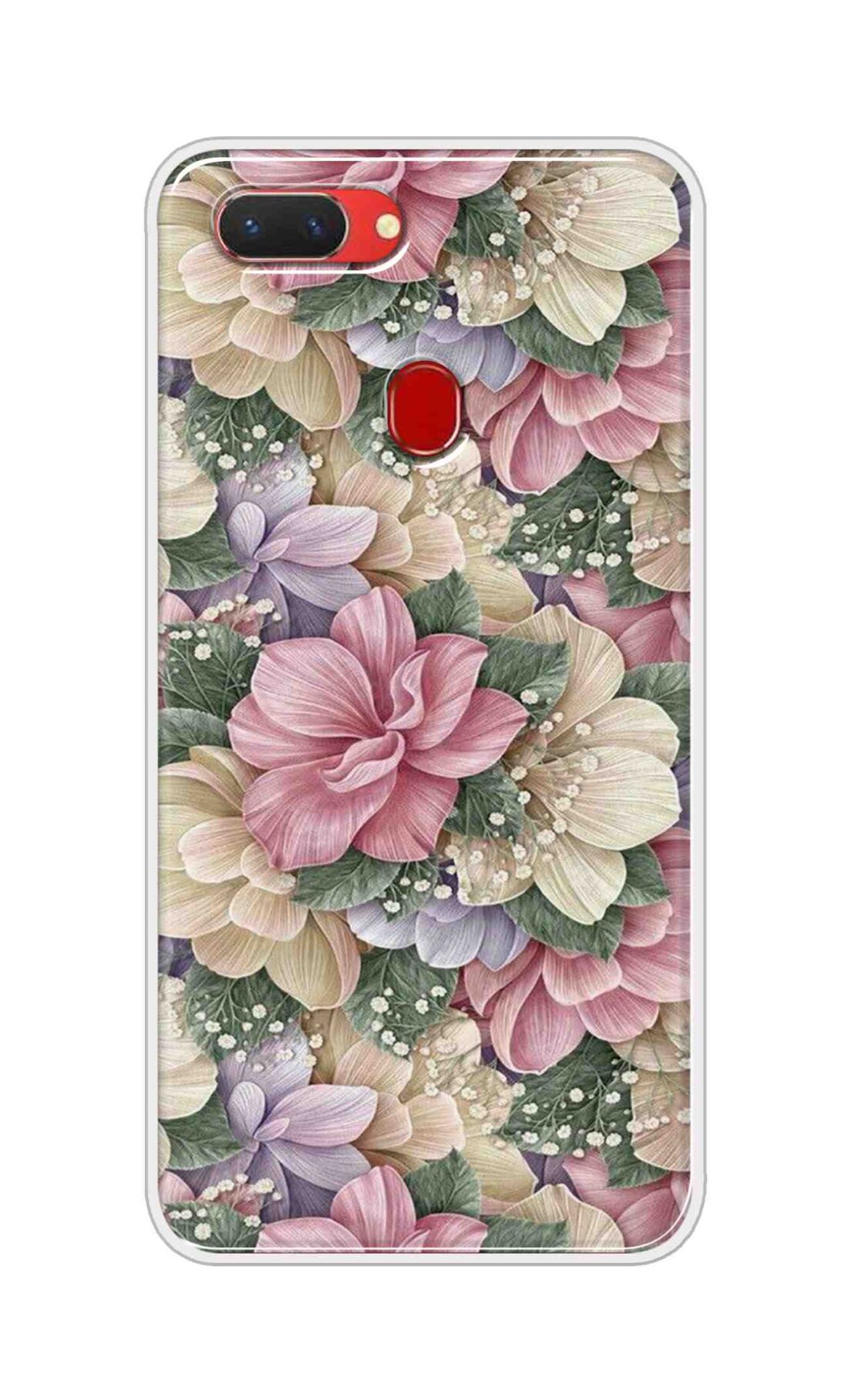 Coberta Back Cover For Oppo Realme 2 Back Cover Stylish Case - Green Leaves and Pink Flowers Design D16250