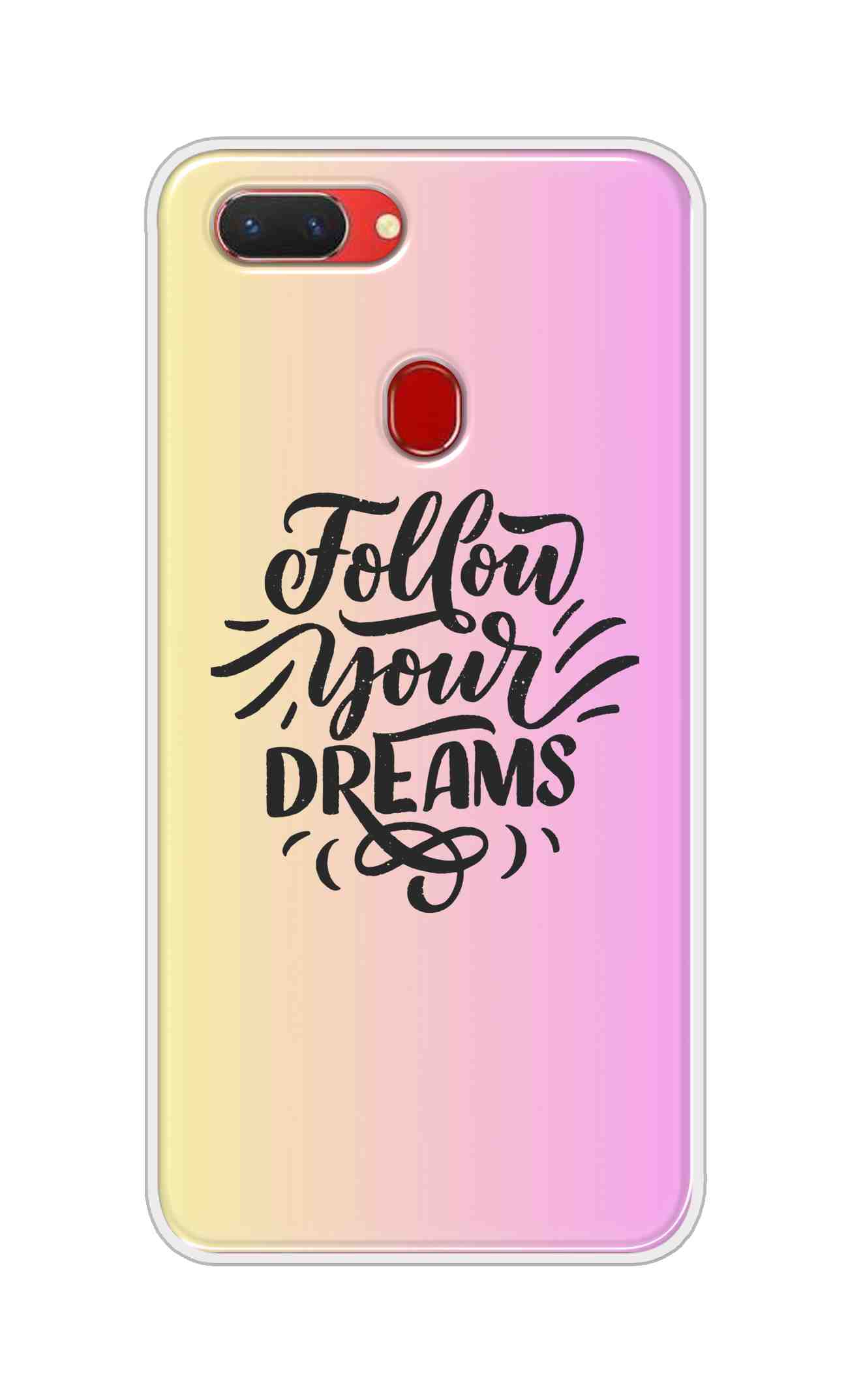Coberta Back Cover For Oppo Realme 2 Back Cover Stylish Case - Follow Your Dreams In Pink And Yellow Design D16499
