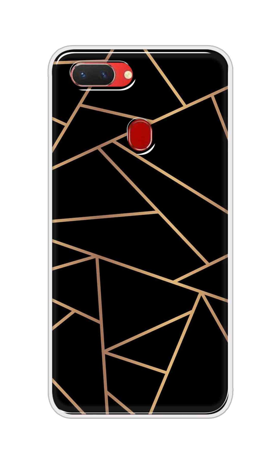 Coberta Back Cover For Oppo Realme 2 Back Cover Stylish Case - Golden Zig Zag Pattern in Black Design D16519