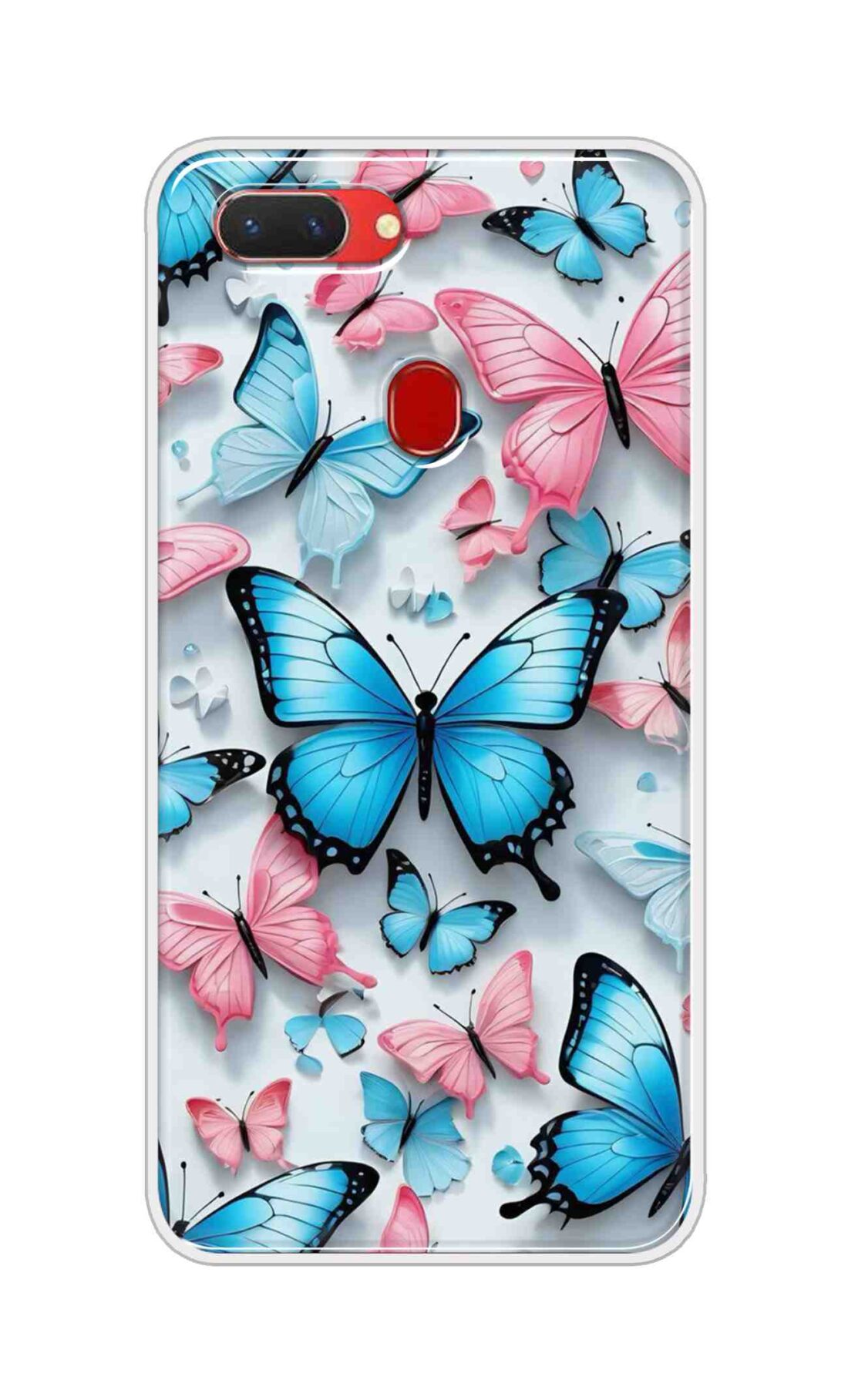Coberta Back Cover For Oppo Realme 2 Back Cover Stylish Case - Blue and Pink Butterflyes Design D16568
