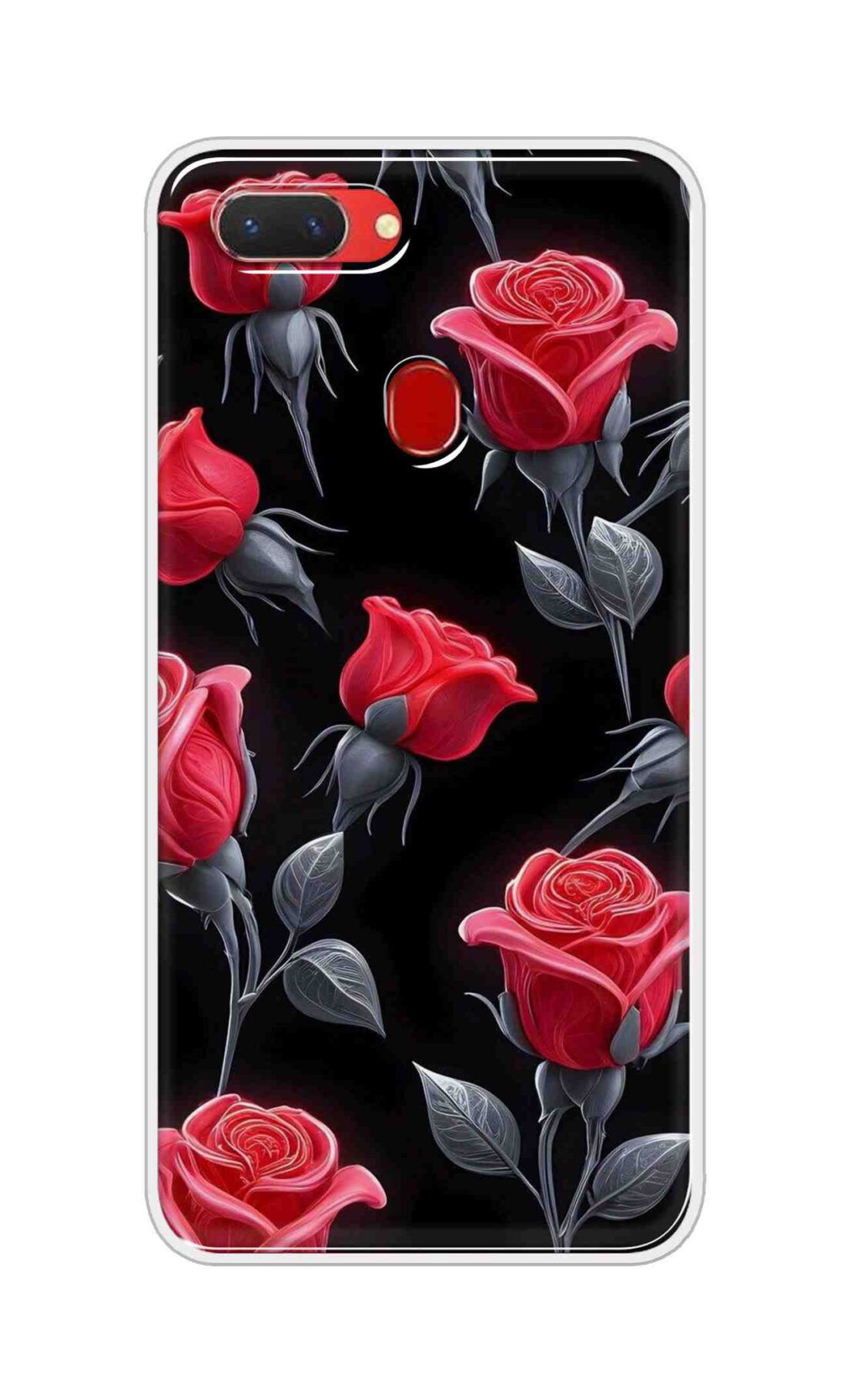 Coberta Back Cover For Oppo Realme 2 Back Cover Stylish Case - Red Rose Flowers in Black Design D16570