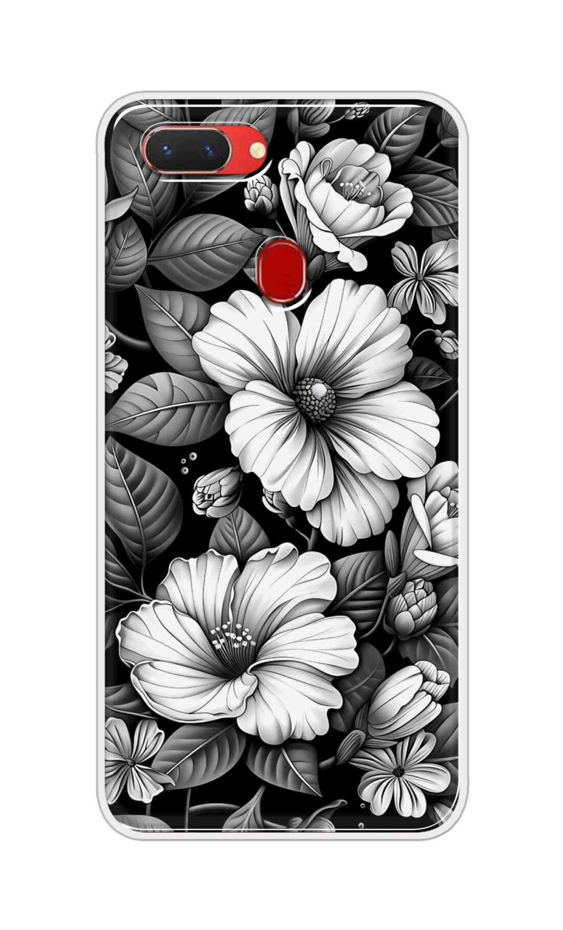 Coberta Back Cover For Oppo Realme 2 Back Cover Stylish Case - Black and White Flowers Design D16591