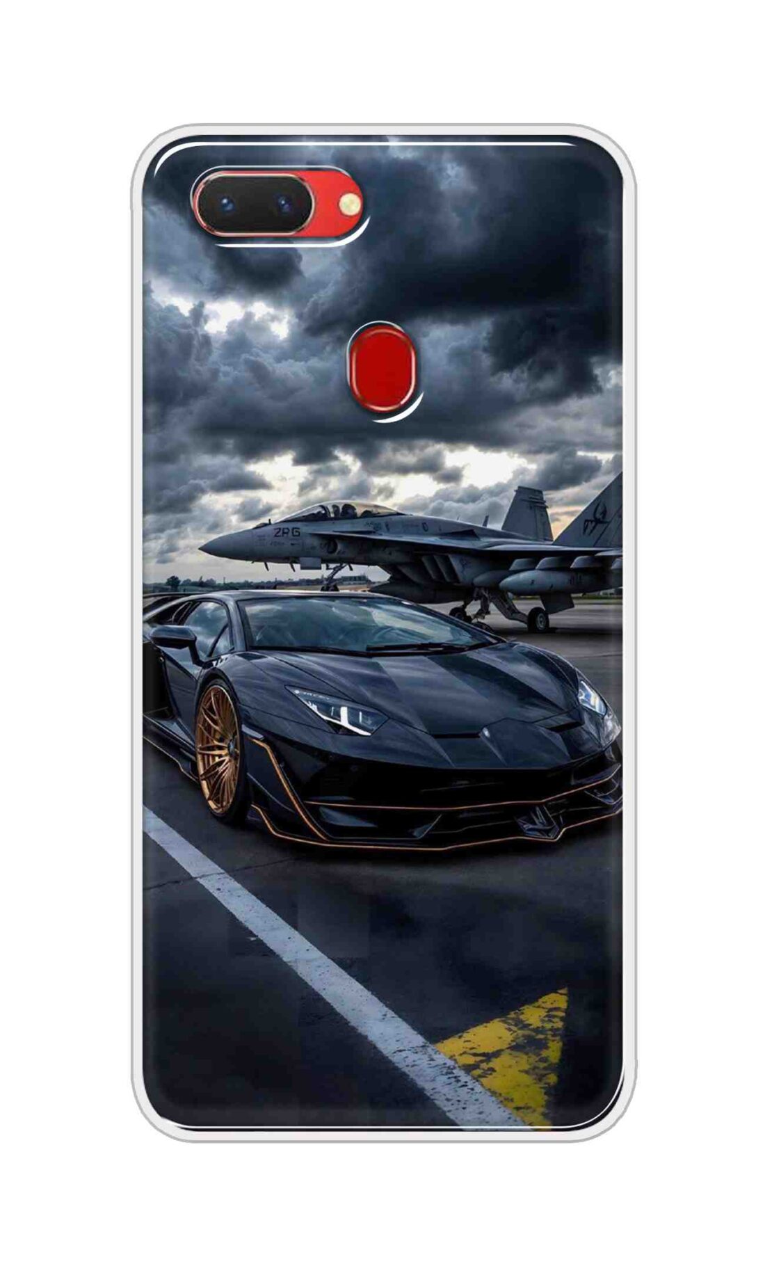 Coberta Back Cover For Oppo Realme 2 Back Cover Stylish Case - Black Car with Aeroplane Design D16616