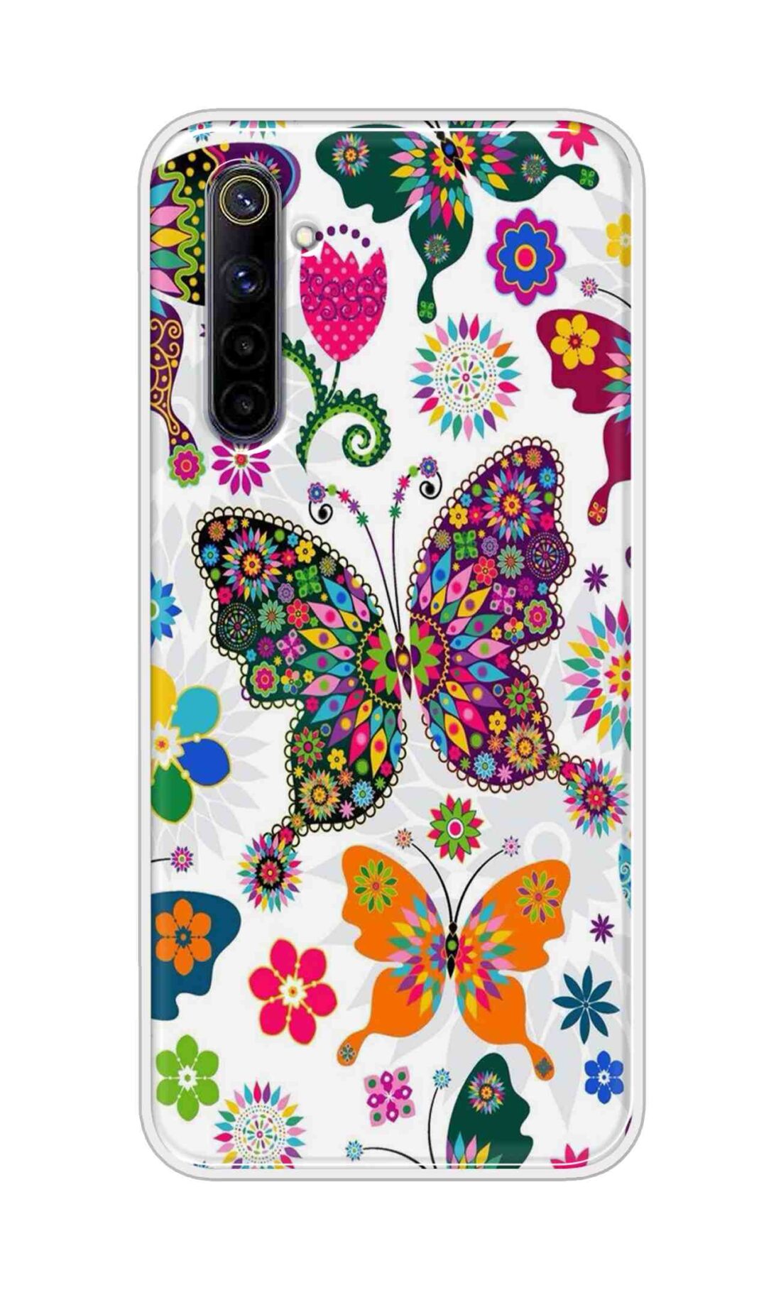 Coberta Back Cover For Oppo Realme 6i Back Cover Stylish Case - Colourful Butterflyes Design D11038