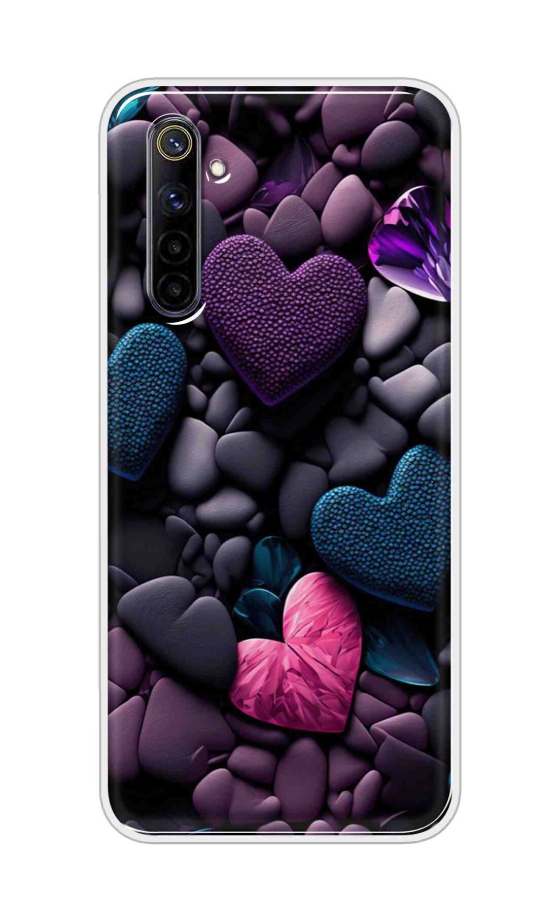 Coberta Back Cover For Oppo Realme 6i Back Cover Stylish Case - Purple Hearts Design D16005