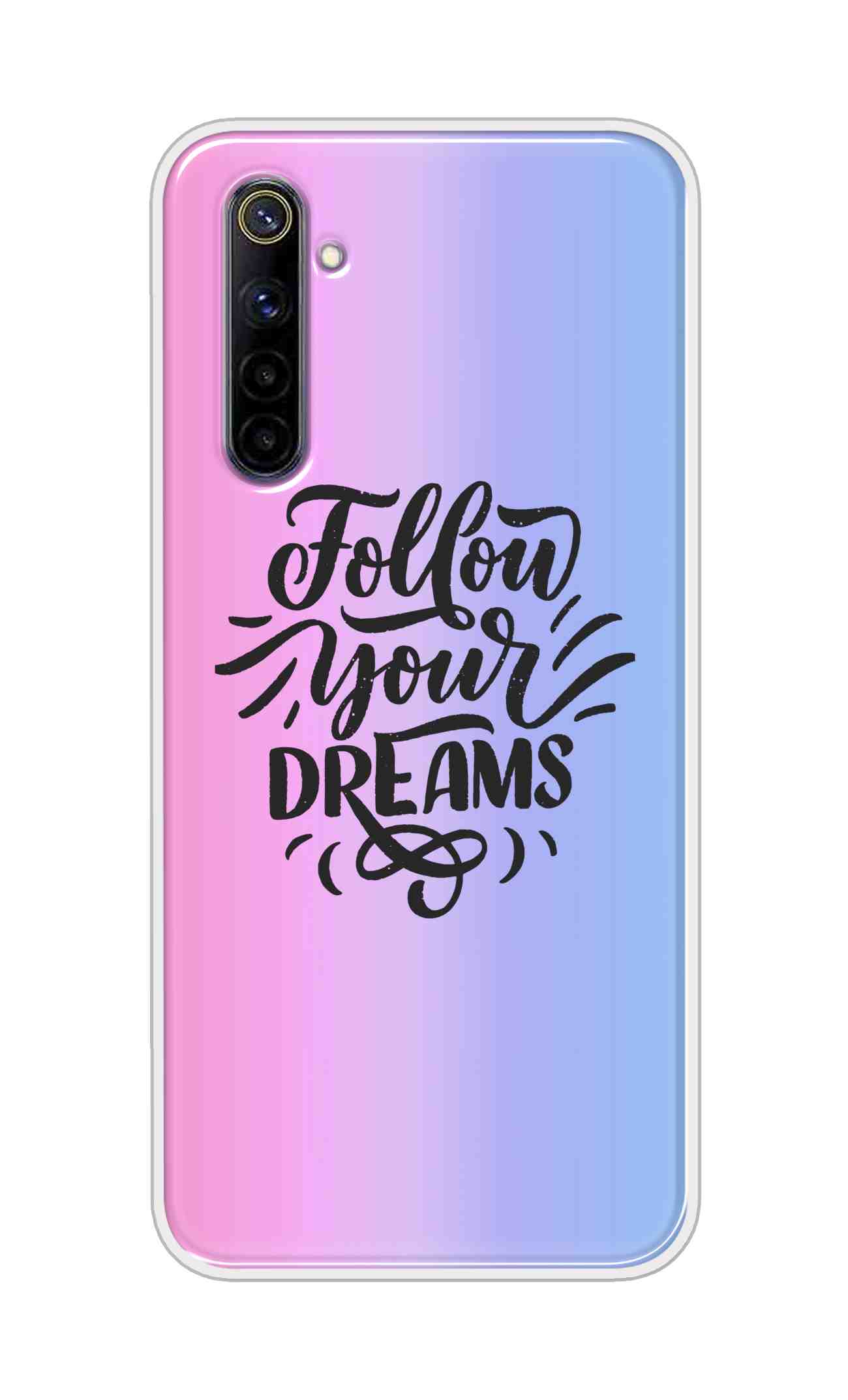 Coberta Back Cover For Oppo Realme 6i Back Cover Stylish Case - Follow Your Dreams In Pink And Blue Design D16501
