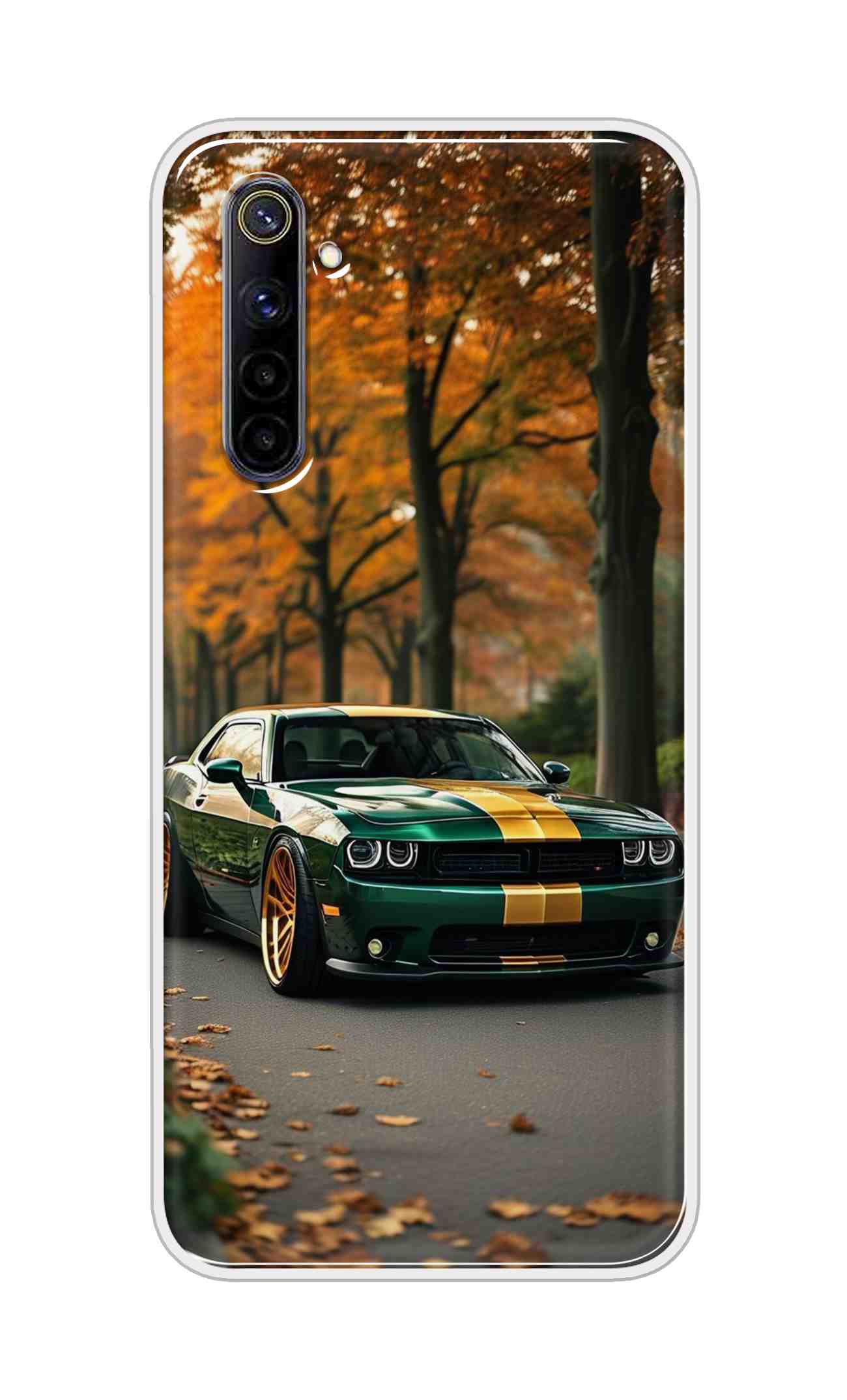 Coberta Back Cover For Oppo Realme 6i Back Cover Stylish Case - Golden Line in Green Design D16546