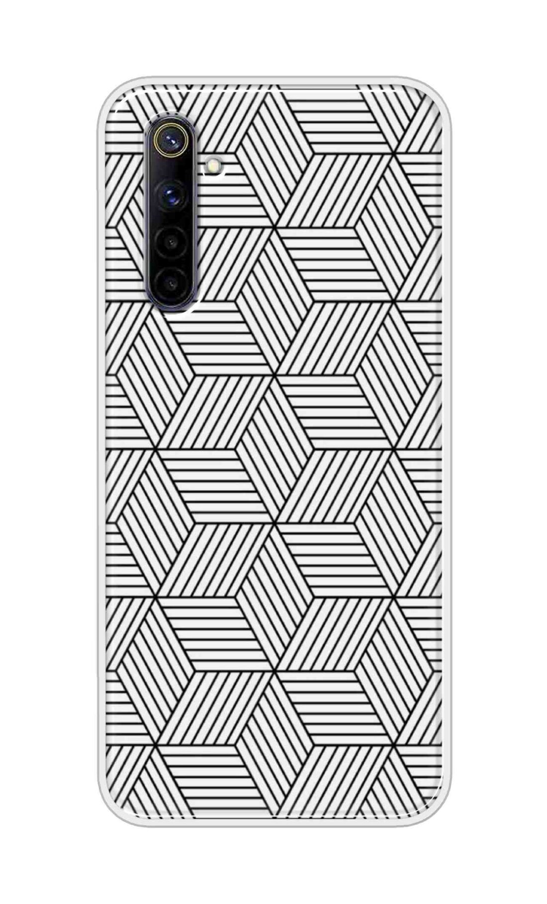 Coberta Back Cover For Oppo Realme 6i Back Cover Stylish Case - White and Black Zig Zag Design D16586