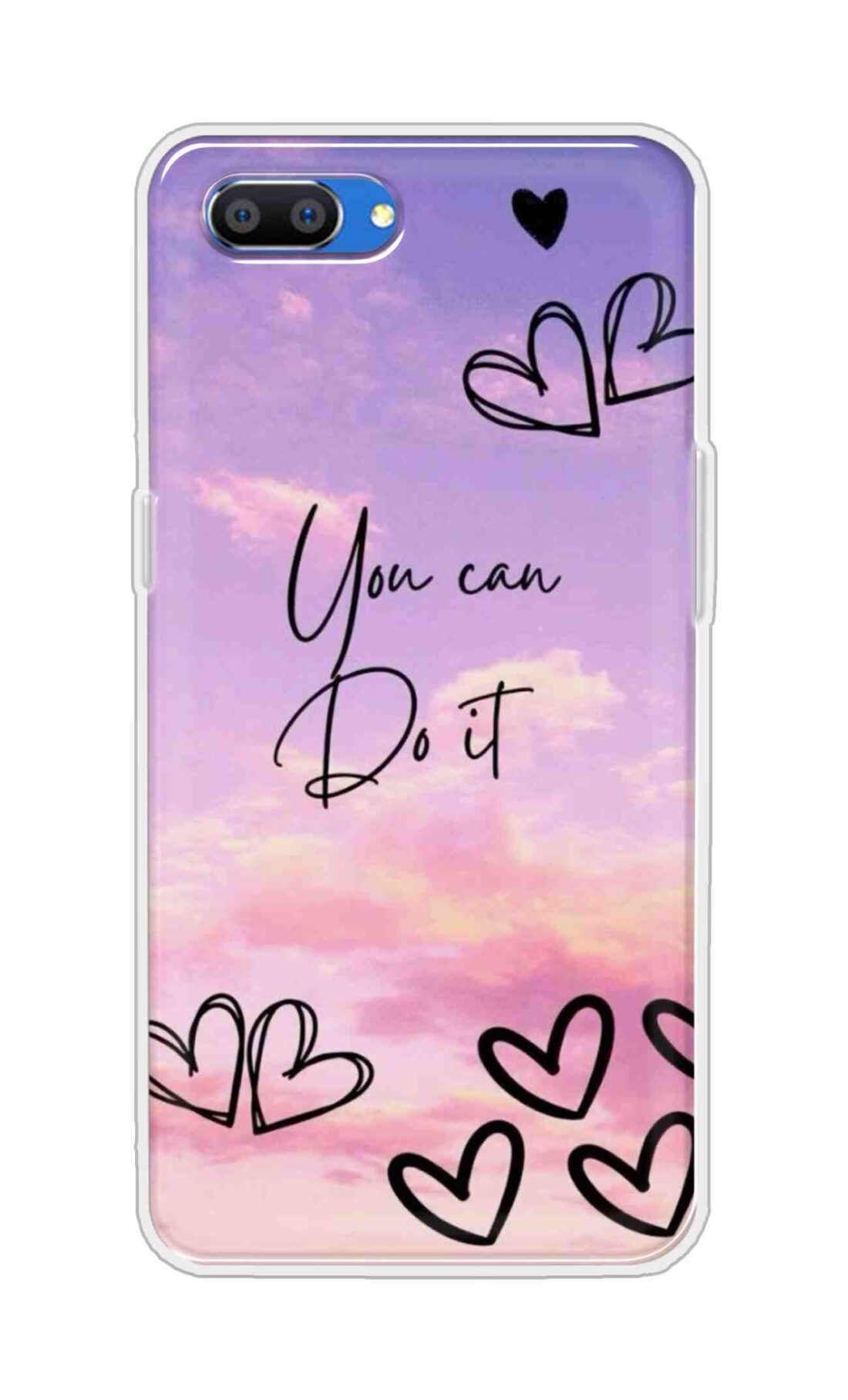 Coberta Back Cover For Oppo Realme C1 Back Cover Stylish Case - You Can Do It and Hearts Design D16539