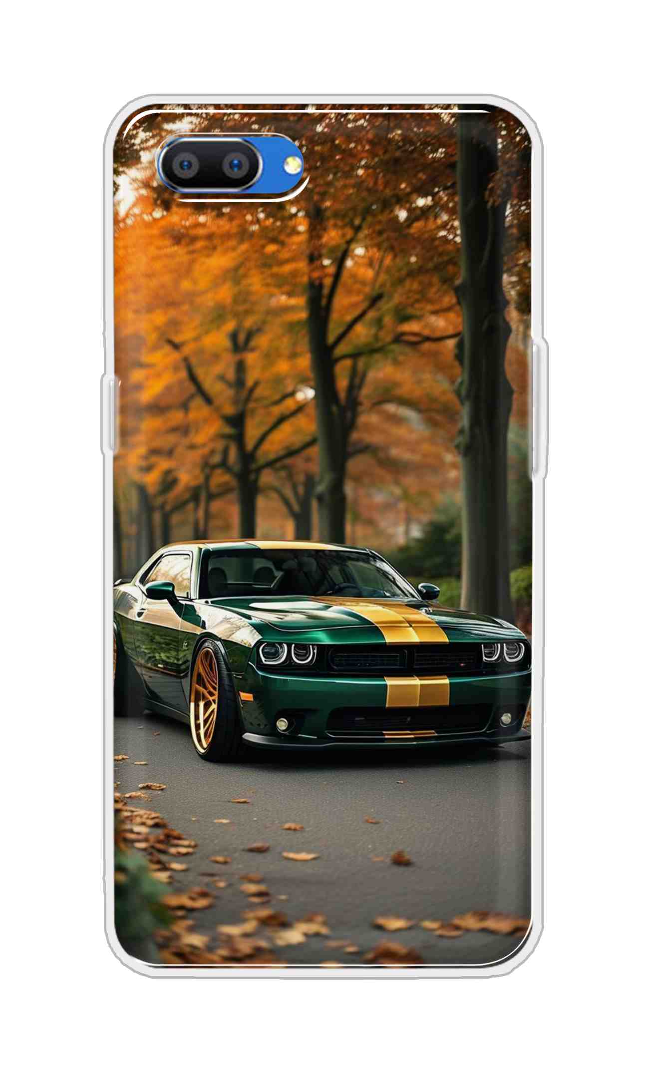 Coberta Back Cover For Oppo Realme C1 Back Cover Stylish Case - Golden Line in Green Design D16546