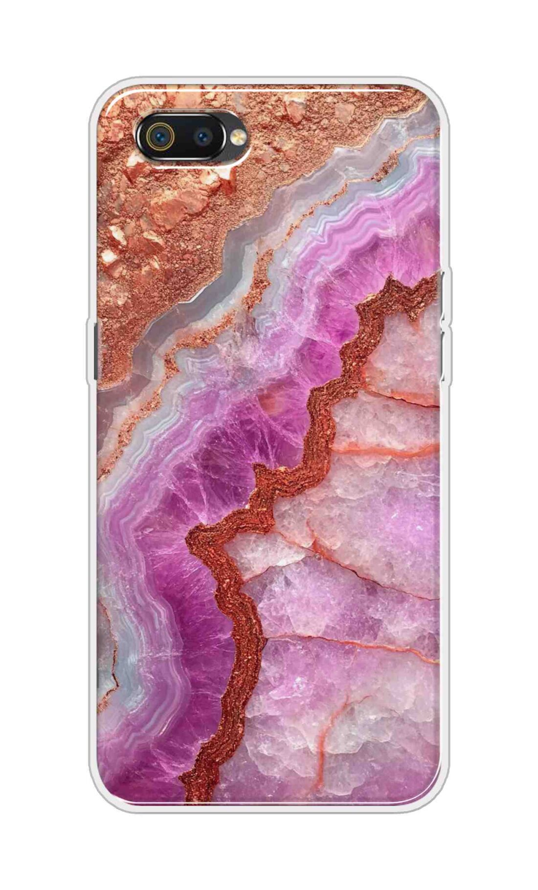 Coberta Back Cover For Oppo Realme C2 Back Cover Stylish Case - Multicolour Marble Design D16532