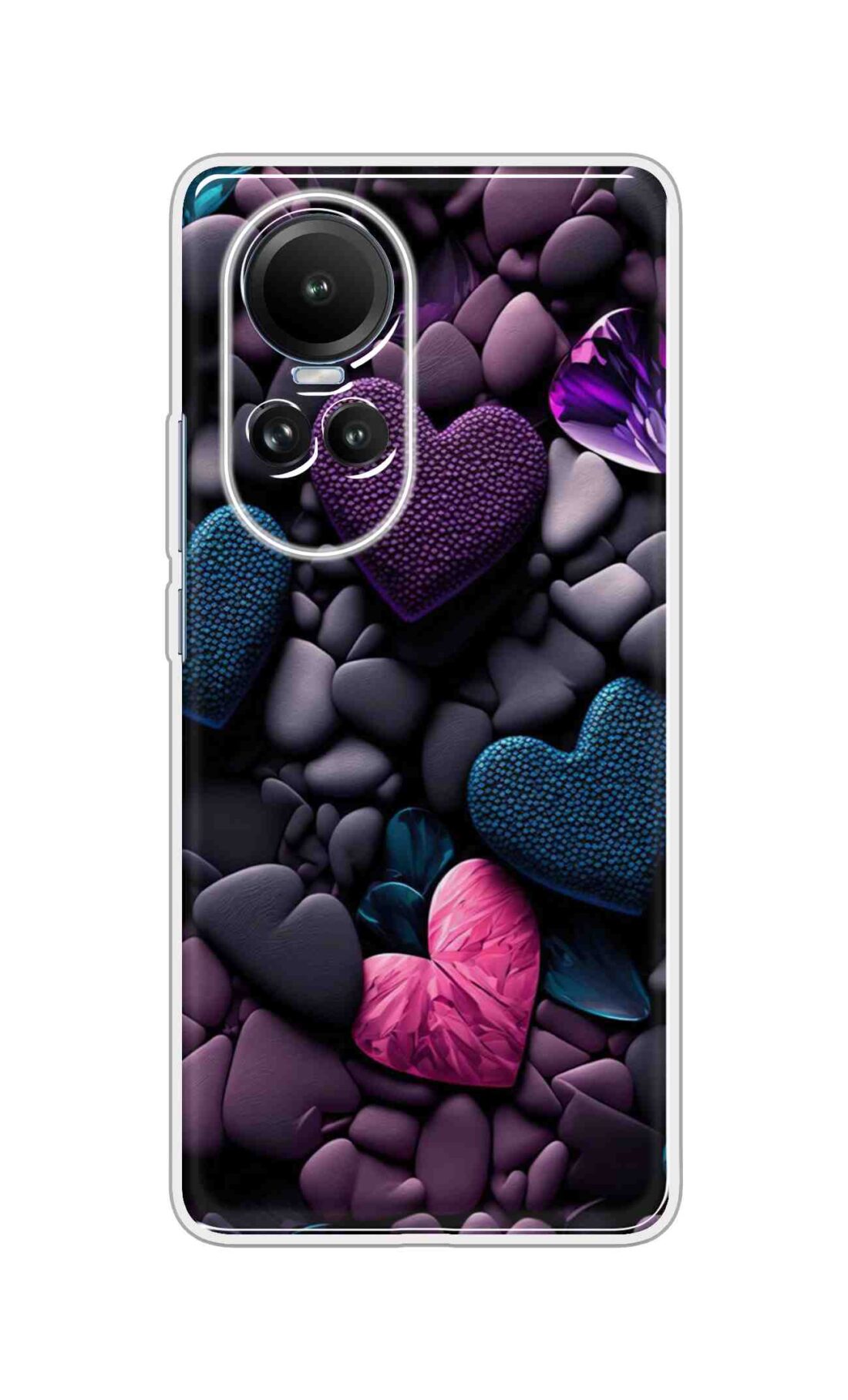Coberta Back Cover For Oppo Reno 10 5G Back Cover Stylish Case - Purple Hearts Design D16005