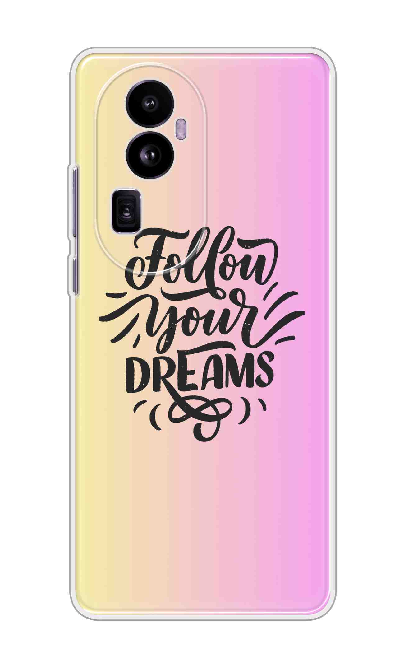Coberta Back Cover For Oppo Reno 10 Pro Plus 5G Back Cover Stylish Case - Follow Your Dreams In Pink And Yellow Design D16499