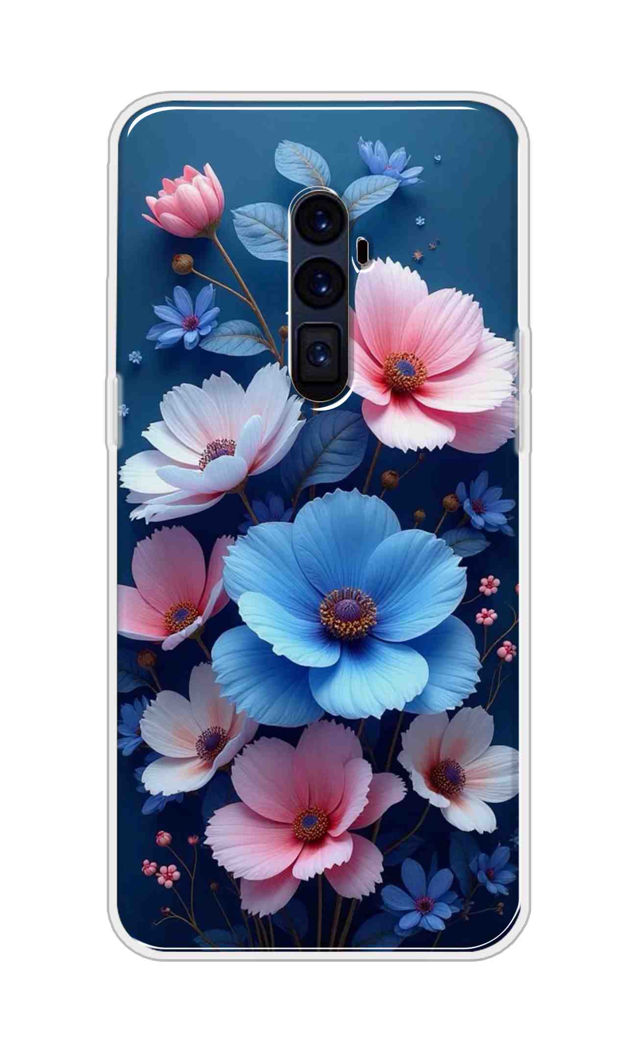 Coberta Back Cover For Oppo Reno 10x Zoom Back Cover Stylish Case - Blue and Pink Flowers Design D16512