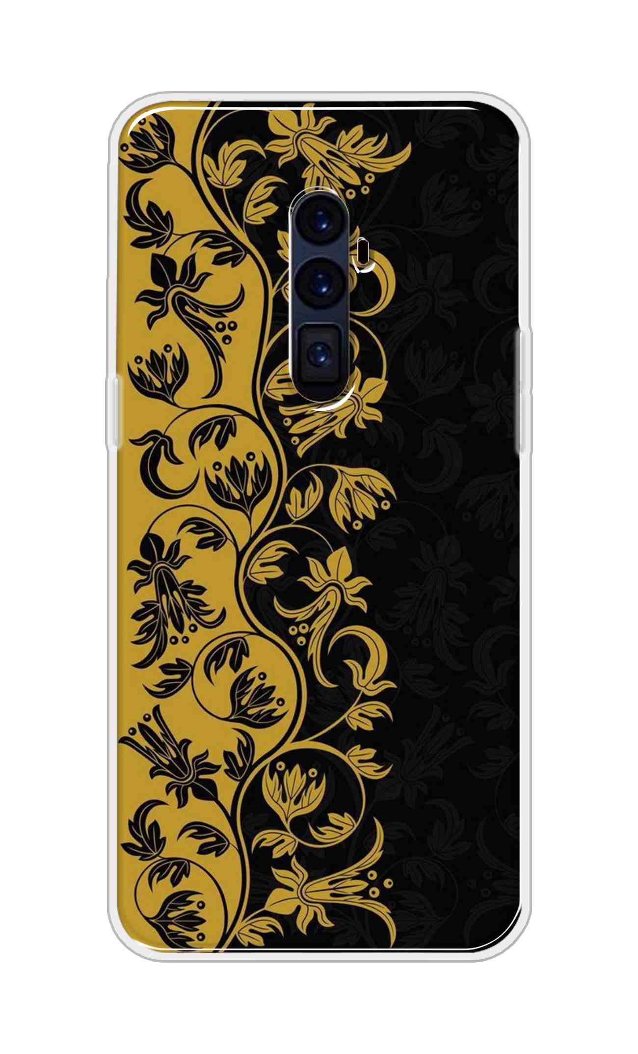 Coberta Back Cover For Oppo Reno 10x Zoom Back Cover Stylish Case - Black and Yellow Leaves Design D16518