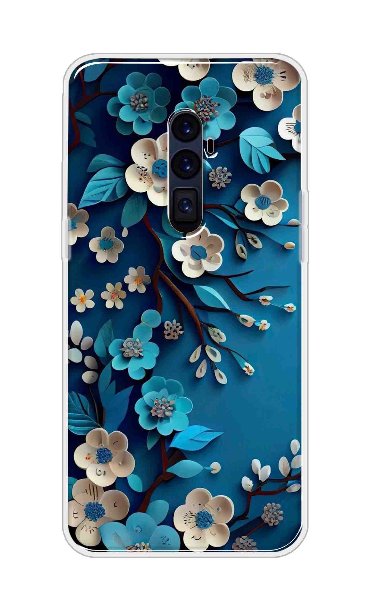 Coberta Back Cover For Oppo Reno 10x Zoom Back Cover Stylish Case - Blue and White Flowers Design D16551