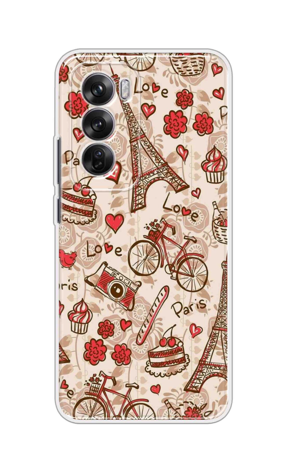 Coberta Back Cover For Oppo Reno 12 5G Back Cover Stylish Case - Paris and Love Text Pattern D11626