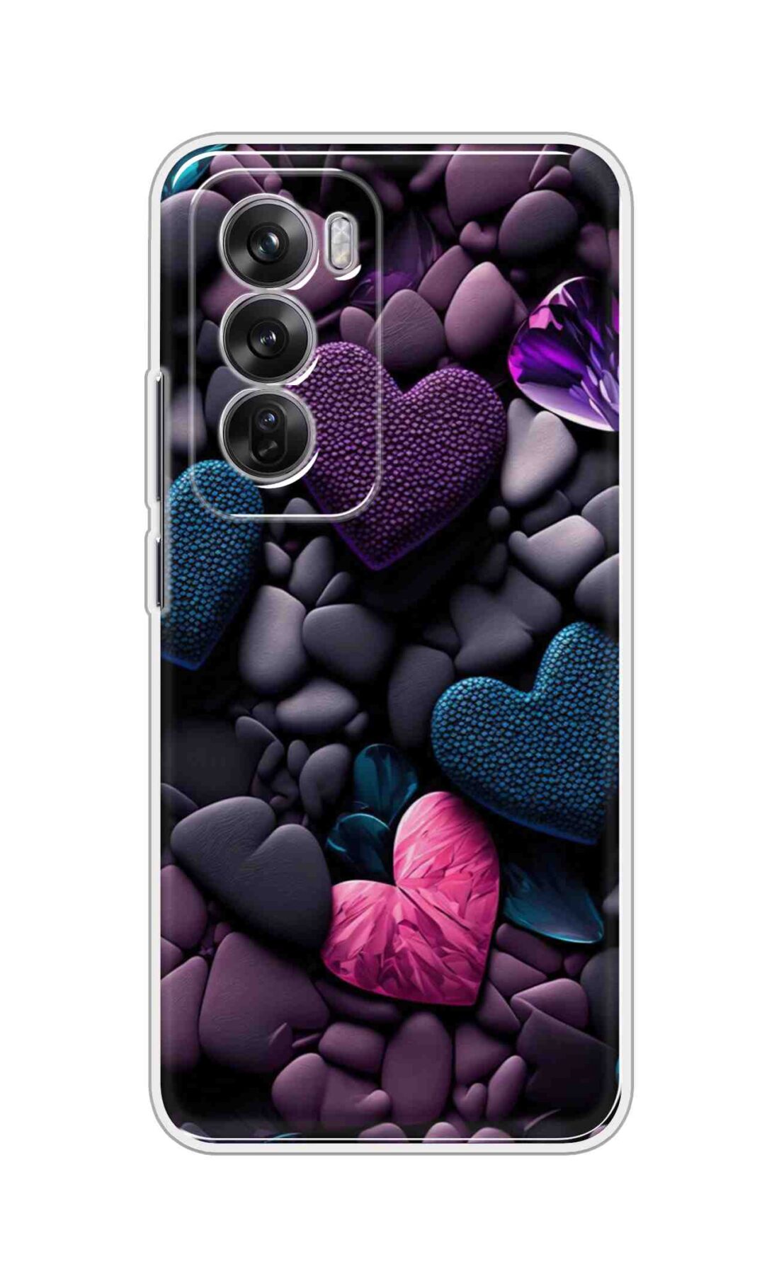 Coberta Back Cover For Oppo Reno 12 5G Back Cover Stylish Case - Purple Hearts Design D16005
