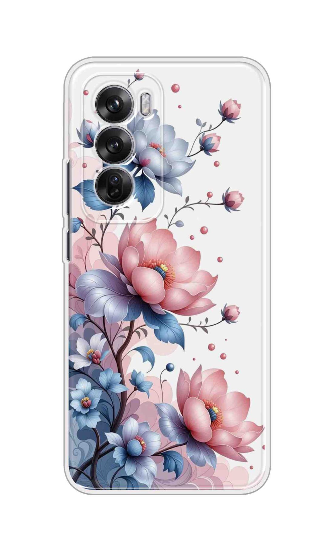 Coberta Back Cover For Oppo Reno 12 5G Back Cover Stylish Case - Asthetic Flowers in White Design D16607