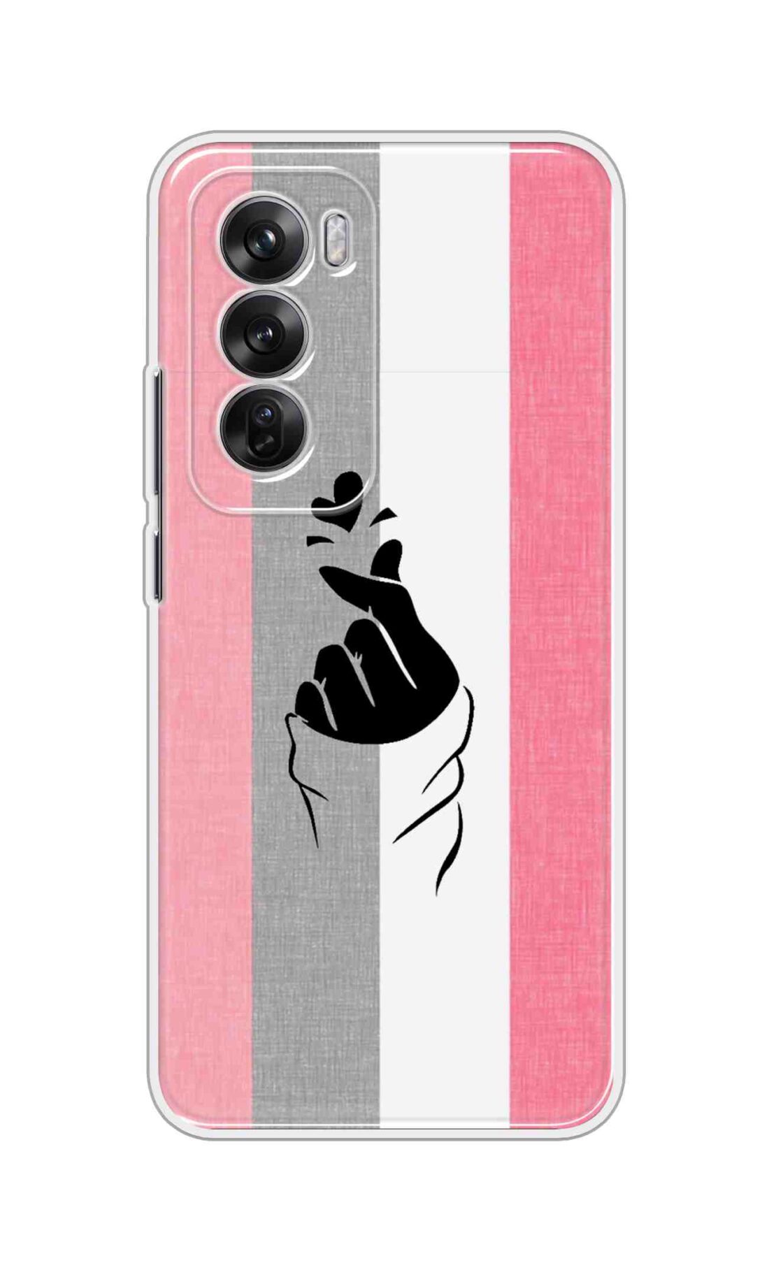 Coberta Back Cover For Oppo Reno 12 Pro Back Cover Stylish Case - Pink and Grey Korean Heart Design D11894