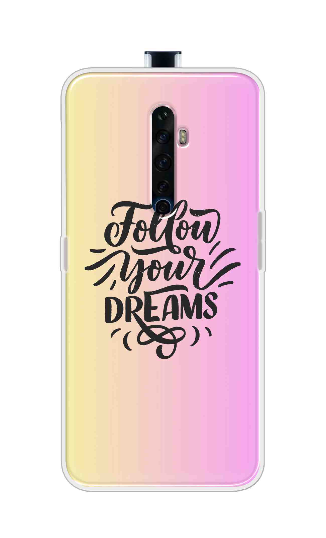 Coberta Back Cover For Oppo Reno 2Z Back Cover Stylish Case - Follow Your Dreams In Pink And Yellow Design D16499