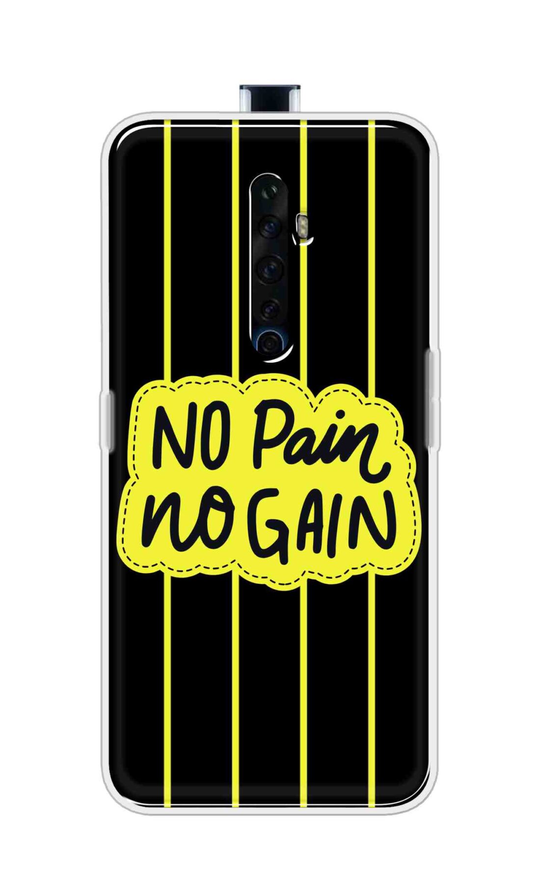 Coberta Back Cover For Oppo Reno 2Z Back Cover Stylish Case - No Pain No Gain in Yellow Design D16508