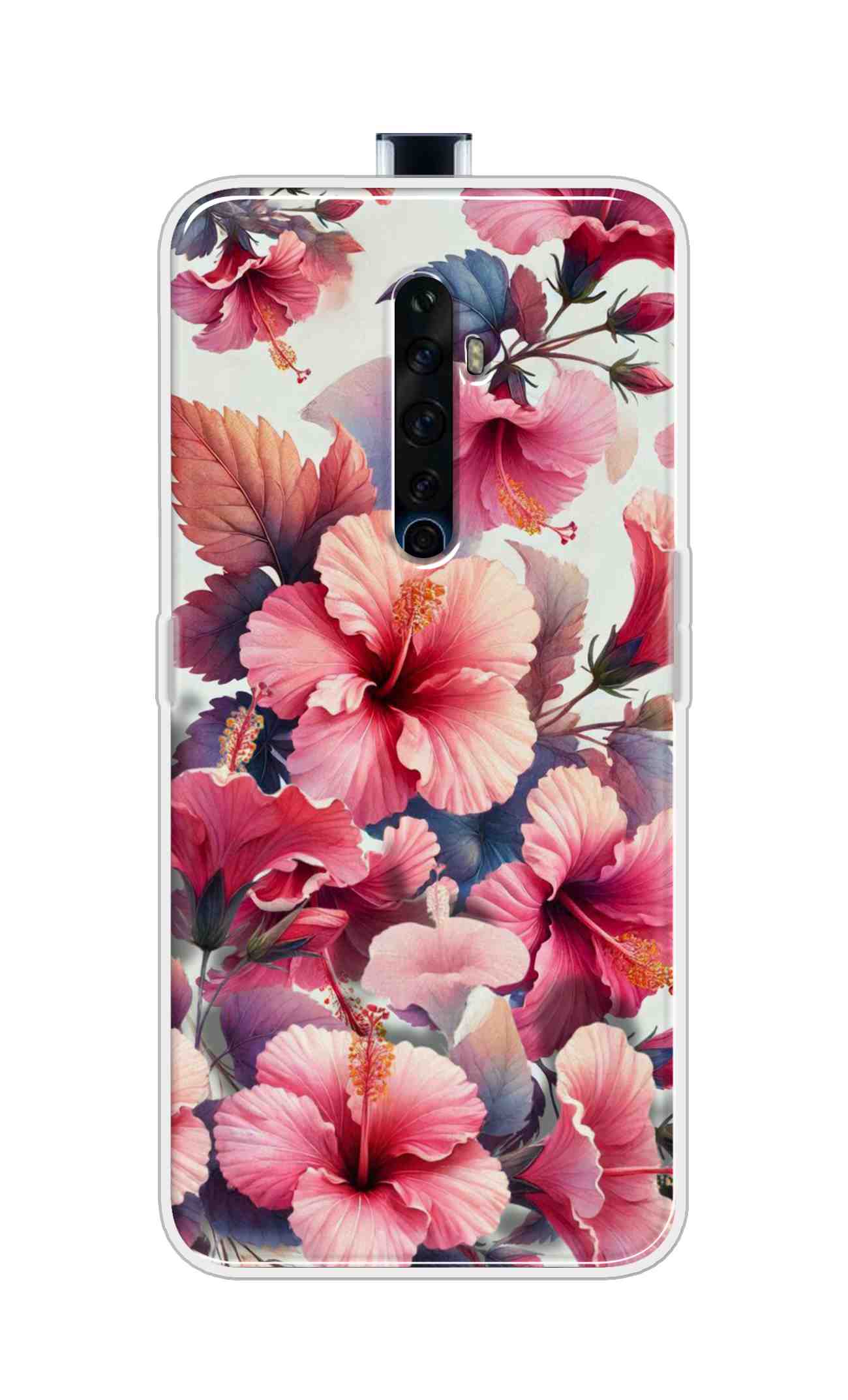 Coberta Back Cover For Oppo Reno 2Z Back Cover Stylish Case - Pink Leaves and Flowers Design D16525