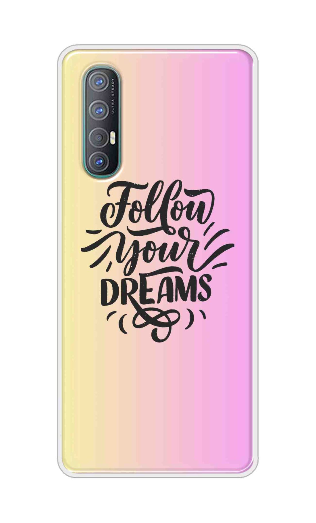 Coberta Back Cover For Oppo Reno 3 Pro Back Cover Stylish Case - Follow Your Dreams In Pink And Yellow Design D16499