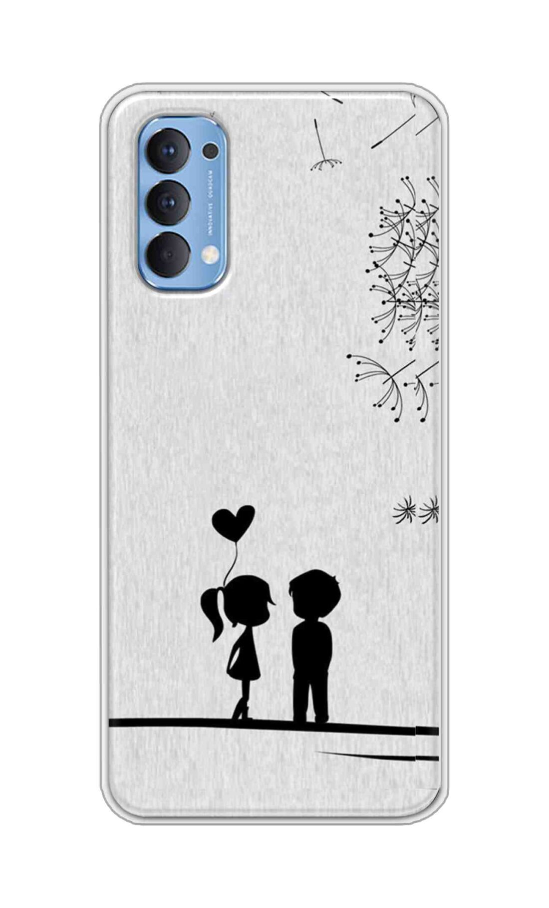 Coberta Back Cover For Oppo Reno 4 Back Cover Stylish Case - Girl and Boy Love in White Design D11018