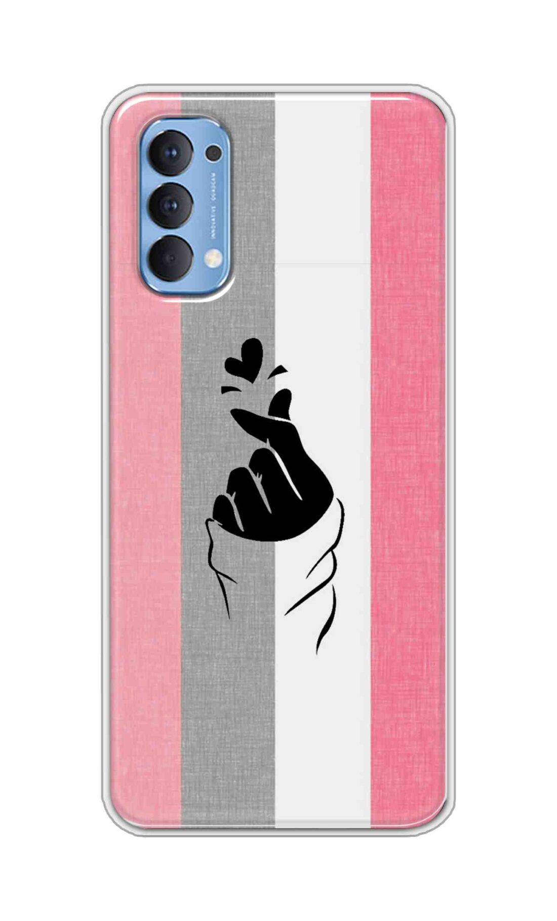 Coberta Back Cover For Oppo Reno 4 Back Cover Stylish Case - Pink and Grey Korean Heart Design D11894