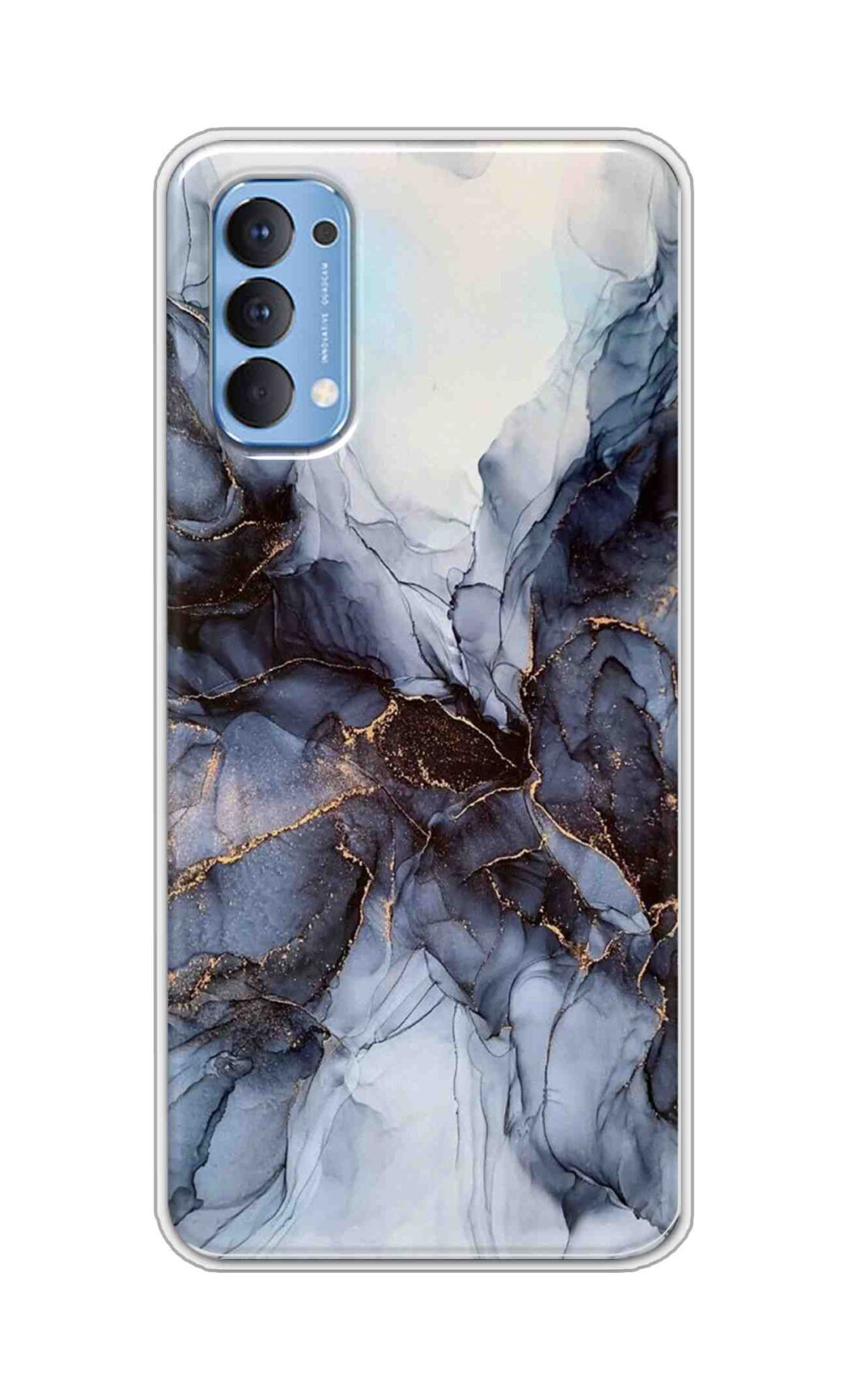 Coberta Back Cover For Oppo Reno 4 Back Cover Stylish Case - Light Blue Marble Design D16039