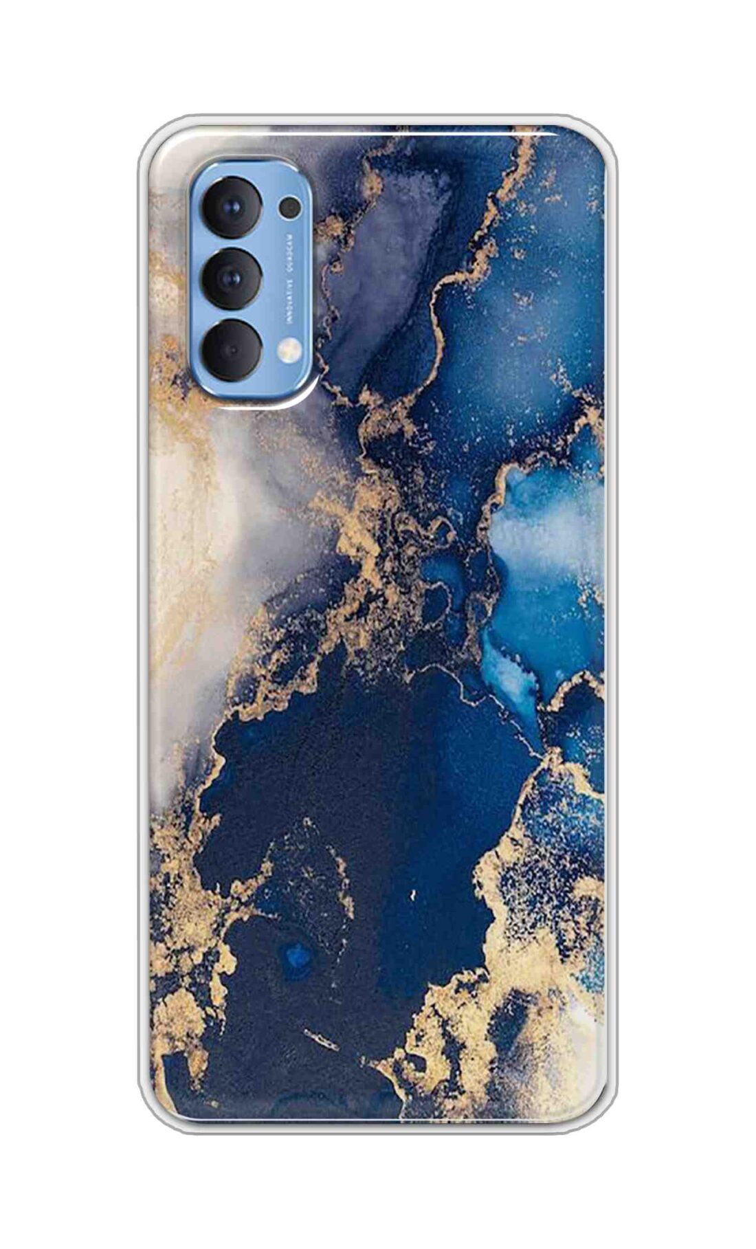 Coberta Back Cover For Oppo Reno 4 Back Cover Stylish Case - White and Dark Blue Marble Design D16177