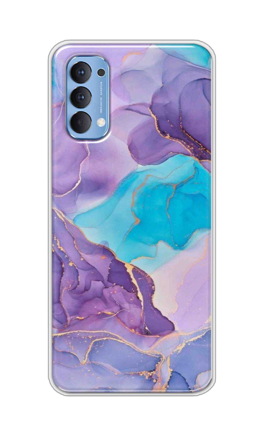 Coberta Back Cover For Oppo Reno 4 Back Cover Stylish Case - Purple and Blue Marble Design D16216