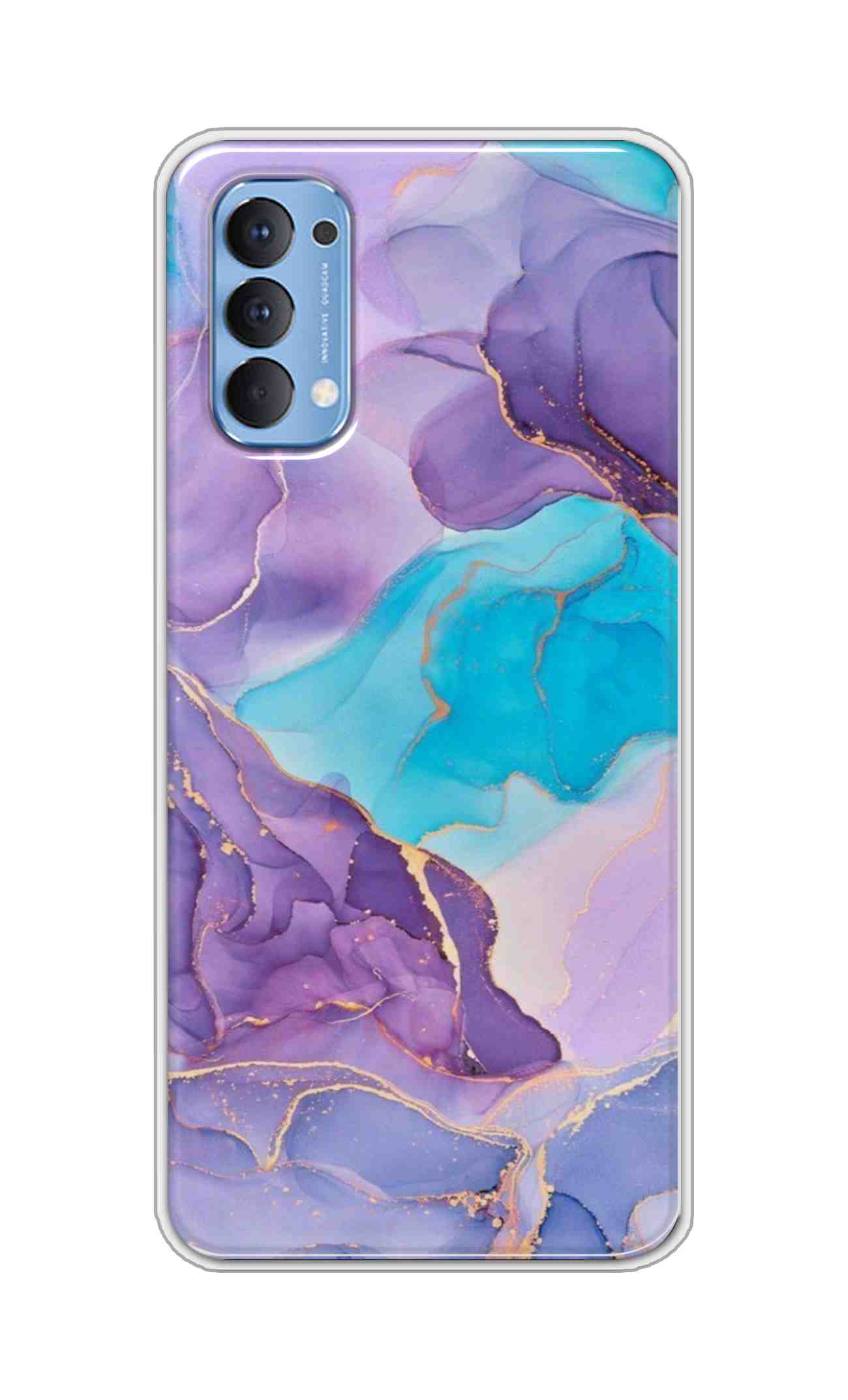 Coberta Back Cover For Oppo Reno 4 Back Cover Stylish Case - Purple and Blue Marble Design D16216