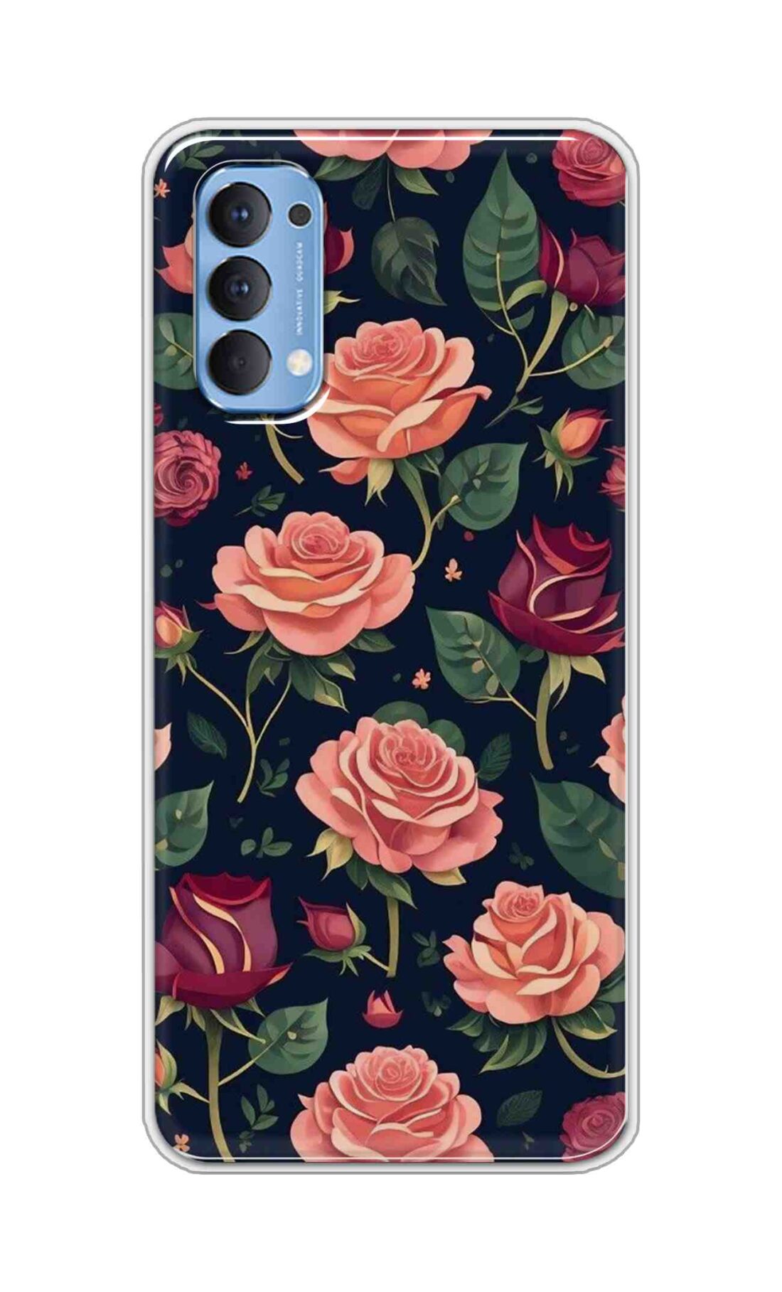 Coberta Back Cover For Oppo Reno 4 Back Cover Stylish Case - Pink and Red Rose Design D16271
