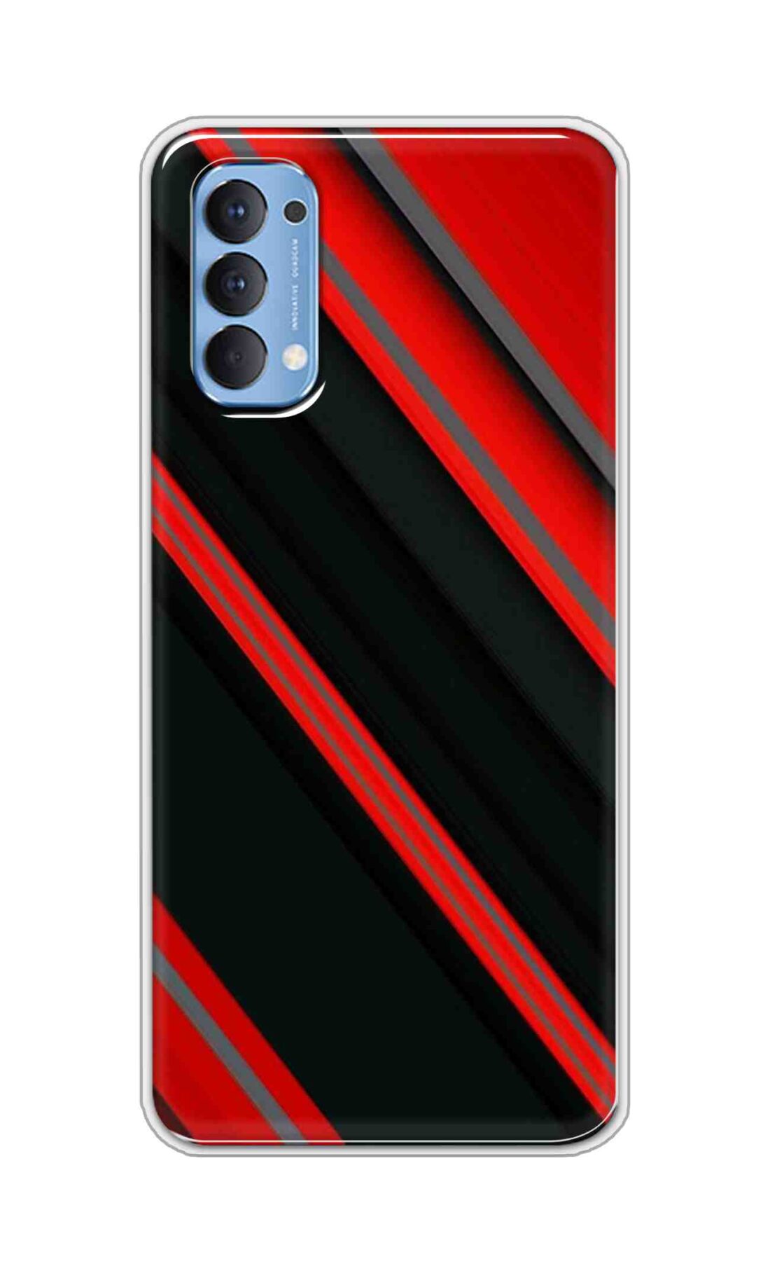 Coberta Back Cover For Oppo Reno 4 Back Cover Stylish Case - Red and Black 3D Pattern Design D16461
