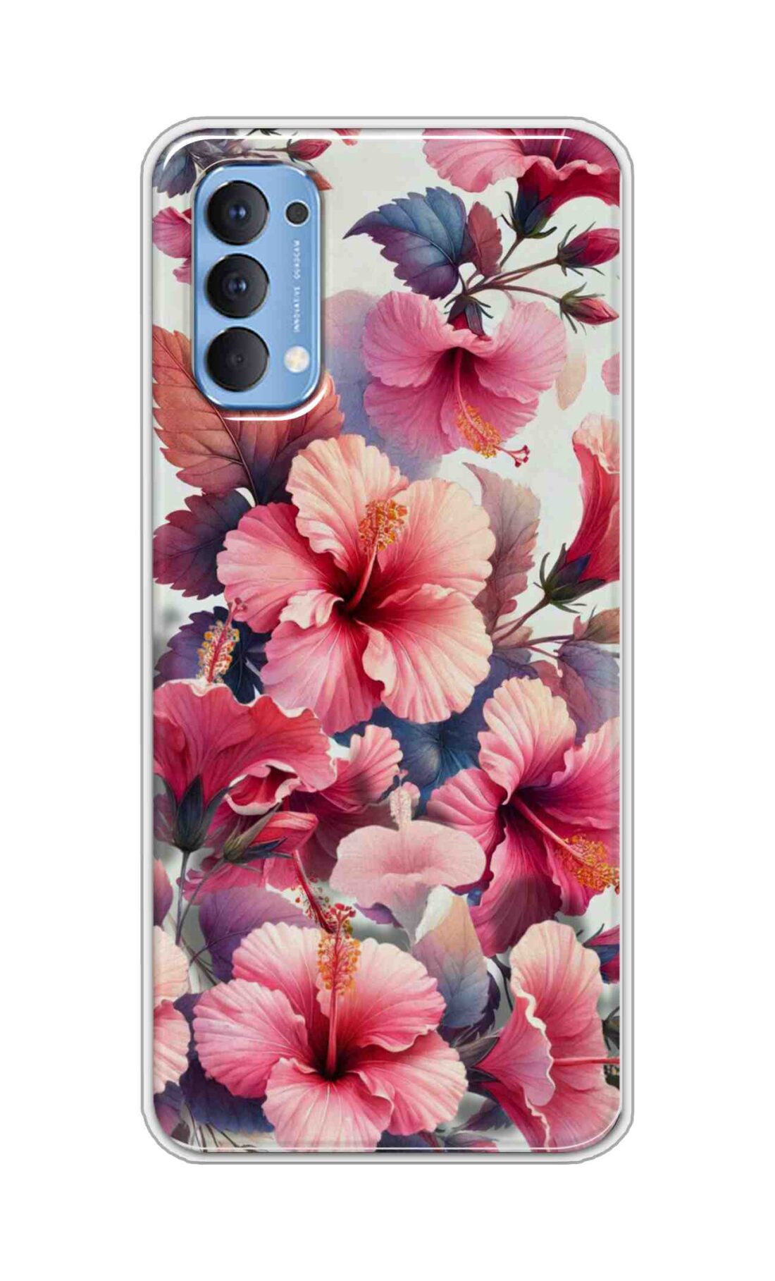 Coberta Back Cover For Oppo Reno 4 Back Cover Stylish Case - Pink Leaves and Flowers Design D16525