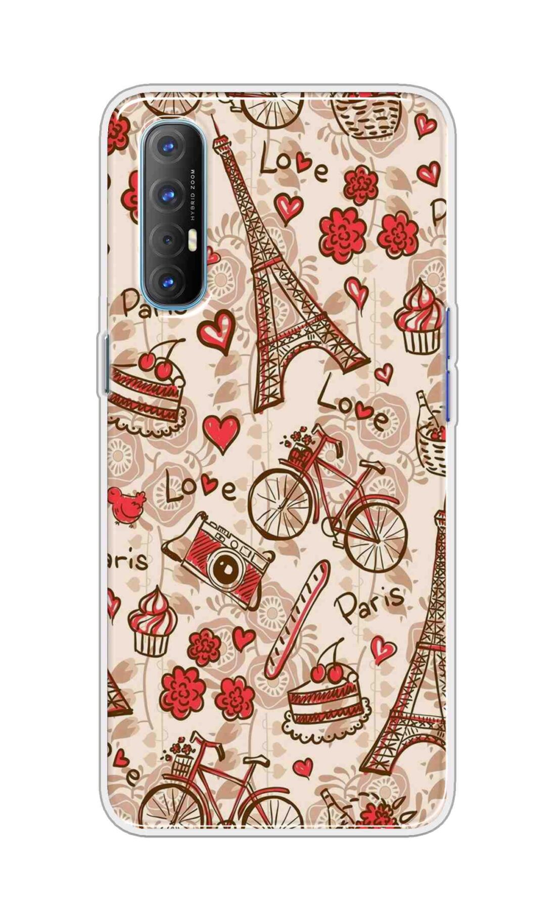 Coberta Back Cover For Oppo Reno 4 Pro Back Cover Stylish Case - Paris and Love Text Pattern D11626