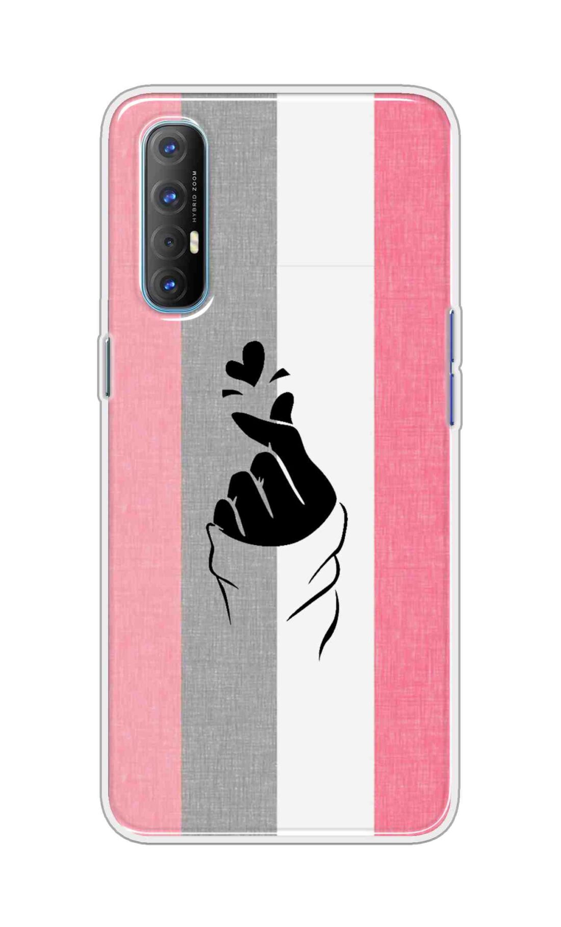 Coberta Back Cover For Oppo Reno 4 Pro Back Cover Stylish Case - Pink and Grey Korean Heart Design D11894
