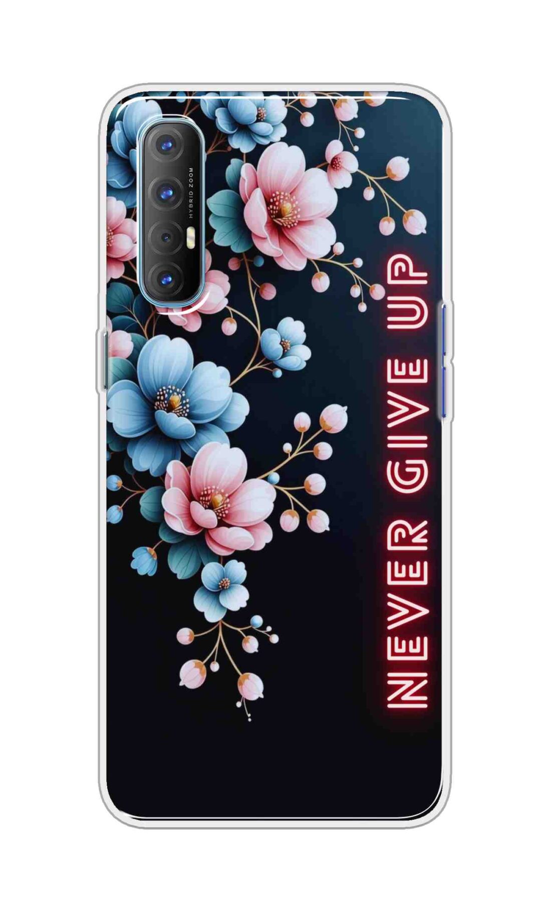 Coberta Back Cover For Oppo Reno 4 Pro Back Cover Stylish Case - Never Give Up with Flowers Design D16500