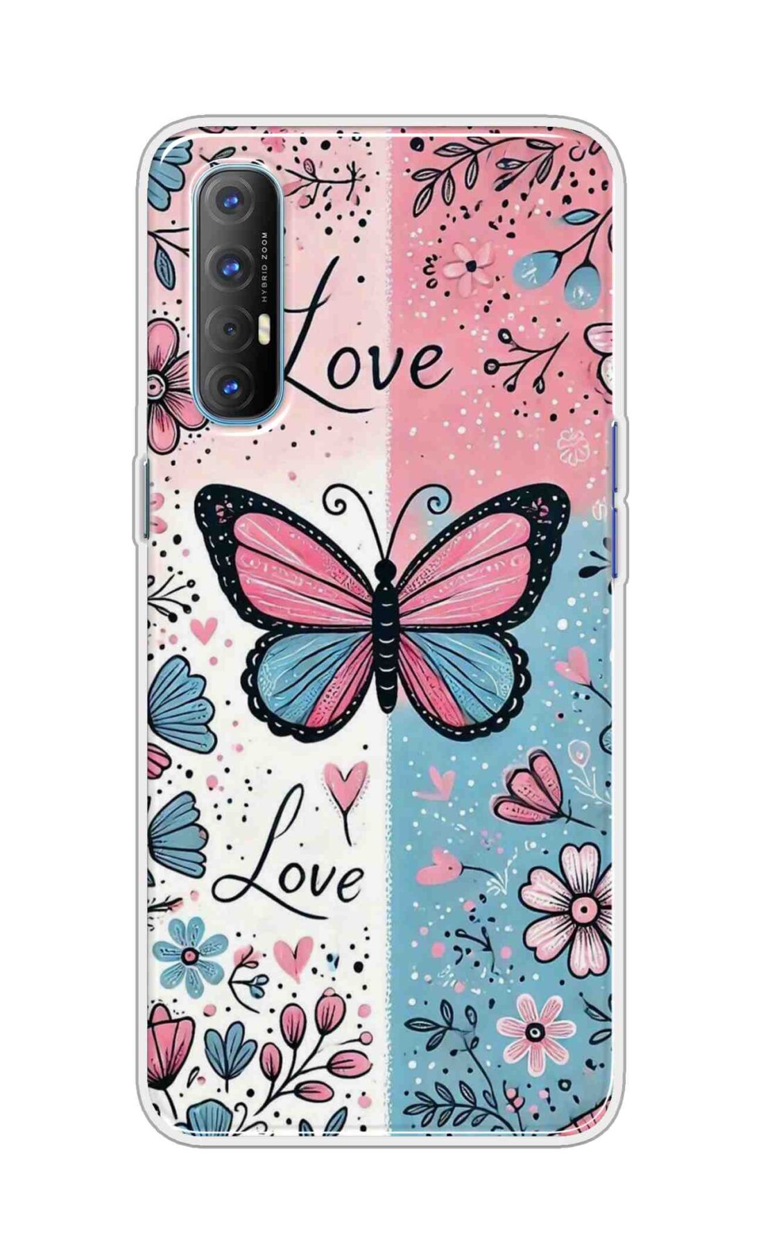 Coberta Back Cover For Oppo Reno 4 Pro Back Cover Stylish Case - Butterfly and Love Text Design D16526
