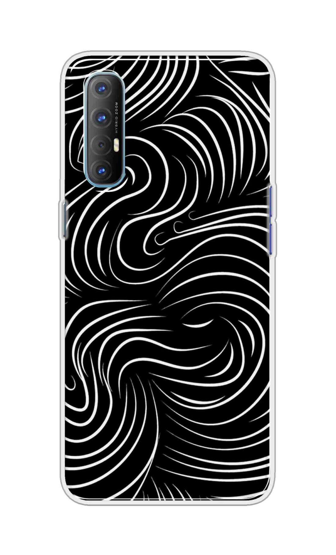 Coberta Back Cover For Oppo Reno 4 Pro Back Cover Stylish Case - White Curves Design D16552