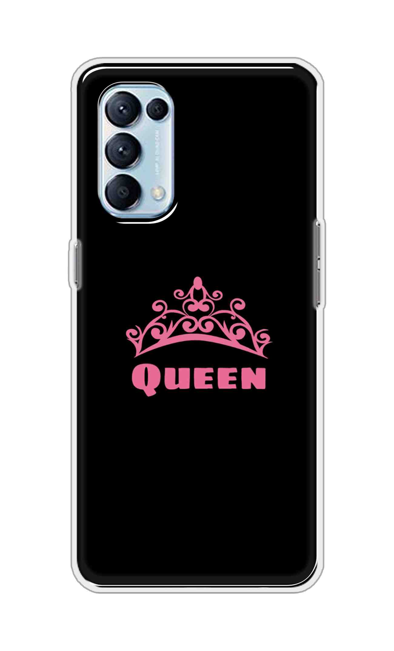 Coberta Back Cover For Oppo Reno5 Pro 4G Back Cover Stylish Case - Queen Texts in Black Design D11091