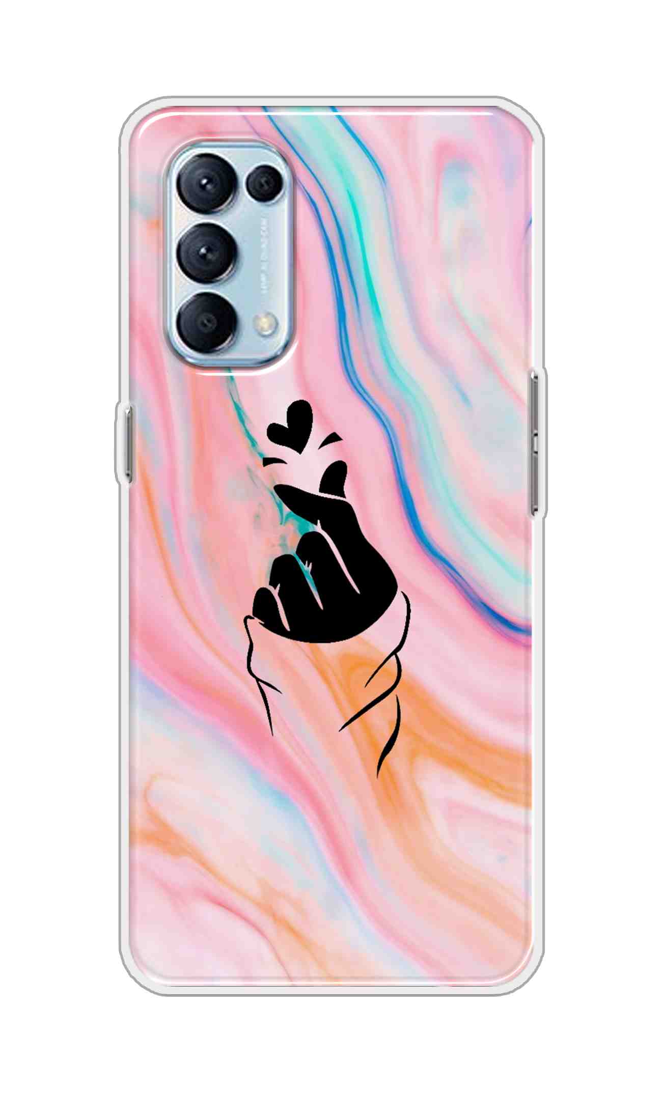 Coberta Back Cover For Oppo Reno5 Pro 4G Back Cover Stylish Case - Korean Heart on Pink Multicolour Design D11896