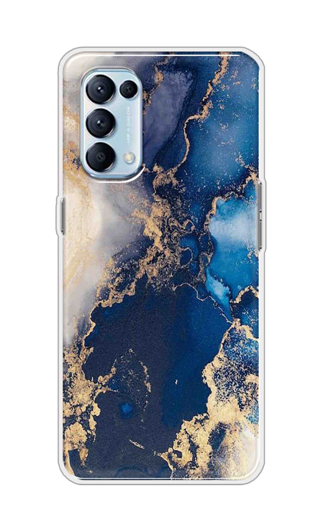 Coberta Back Cover For Oppo Reno5 Pro 4G Back Cover Stylish Case - White and Dark Blue Marble Design D16177