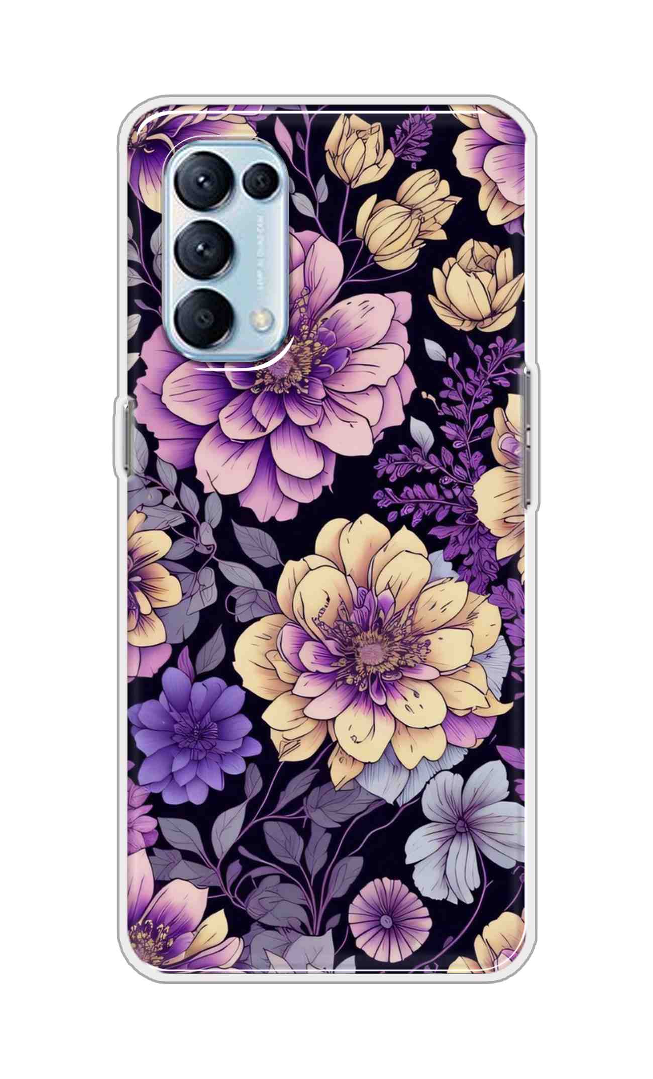Coberta Back Cover For Oppo Reno5 Pro 4G Back Cover Stylish Case - Pink and Yellow Lotus Flowers Design D16263
